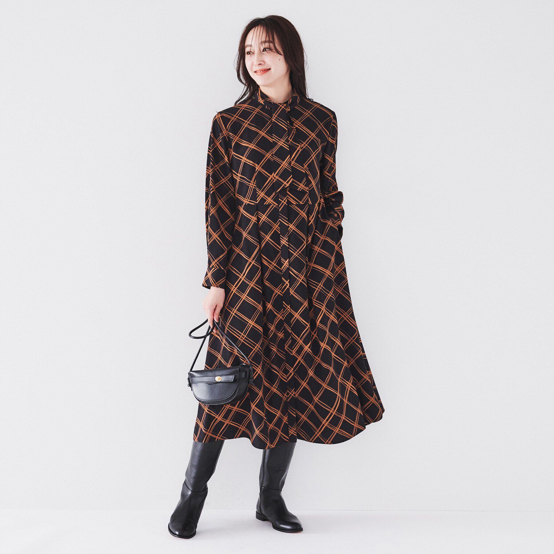 UNTITLED「【2WAY/きちんと感】チェック柄ボウタイワンピース」|ワンピース|