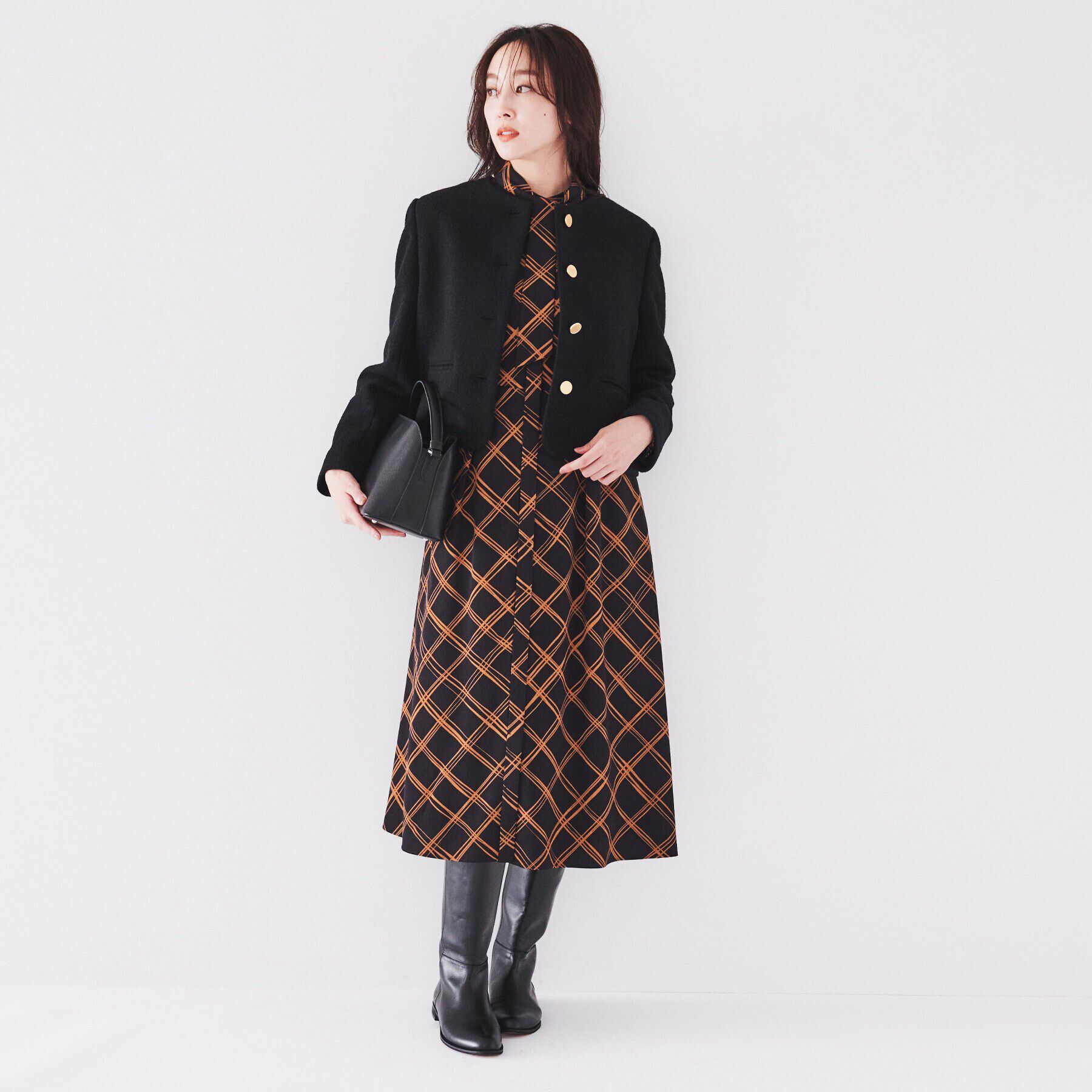 UNTITLED「【2WAY/きちんと感】チェック柄ボウタイワンピース」|ワンピース|