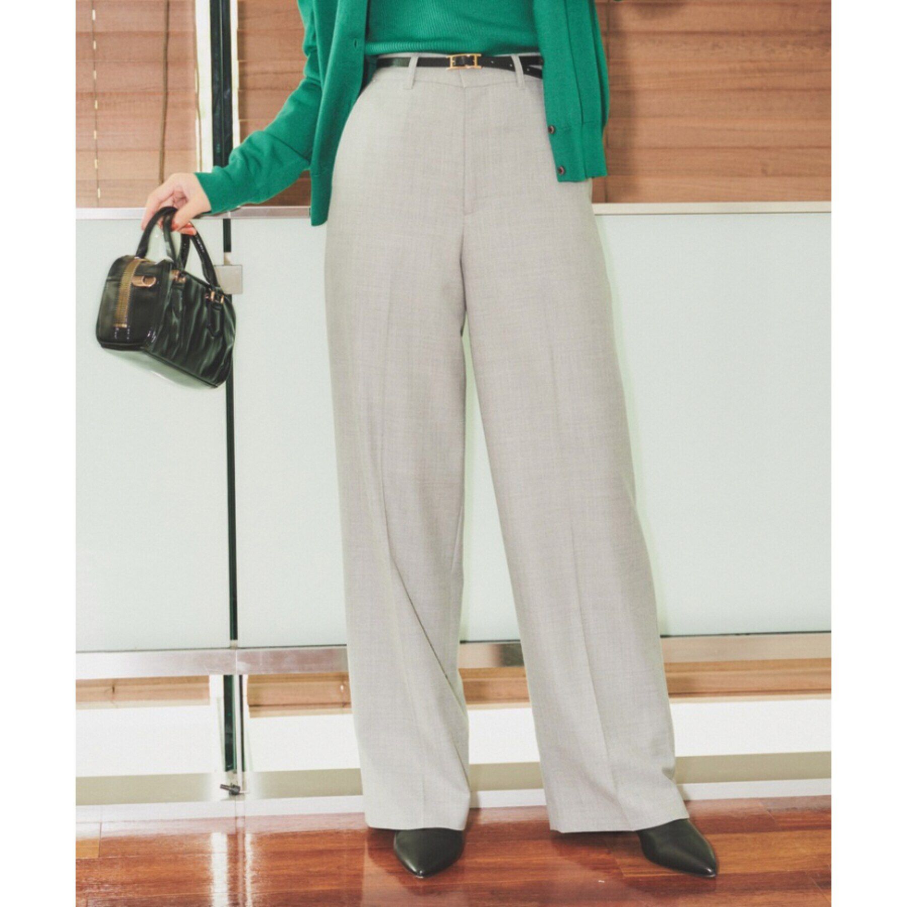 UNTITLED「【後ろウエストゴム/日本製/センタープレス】ミルドワイドパンツ」|その他|ライトグレー(011