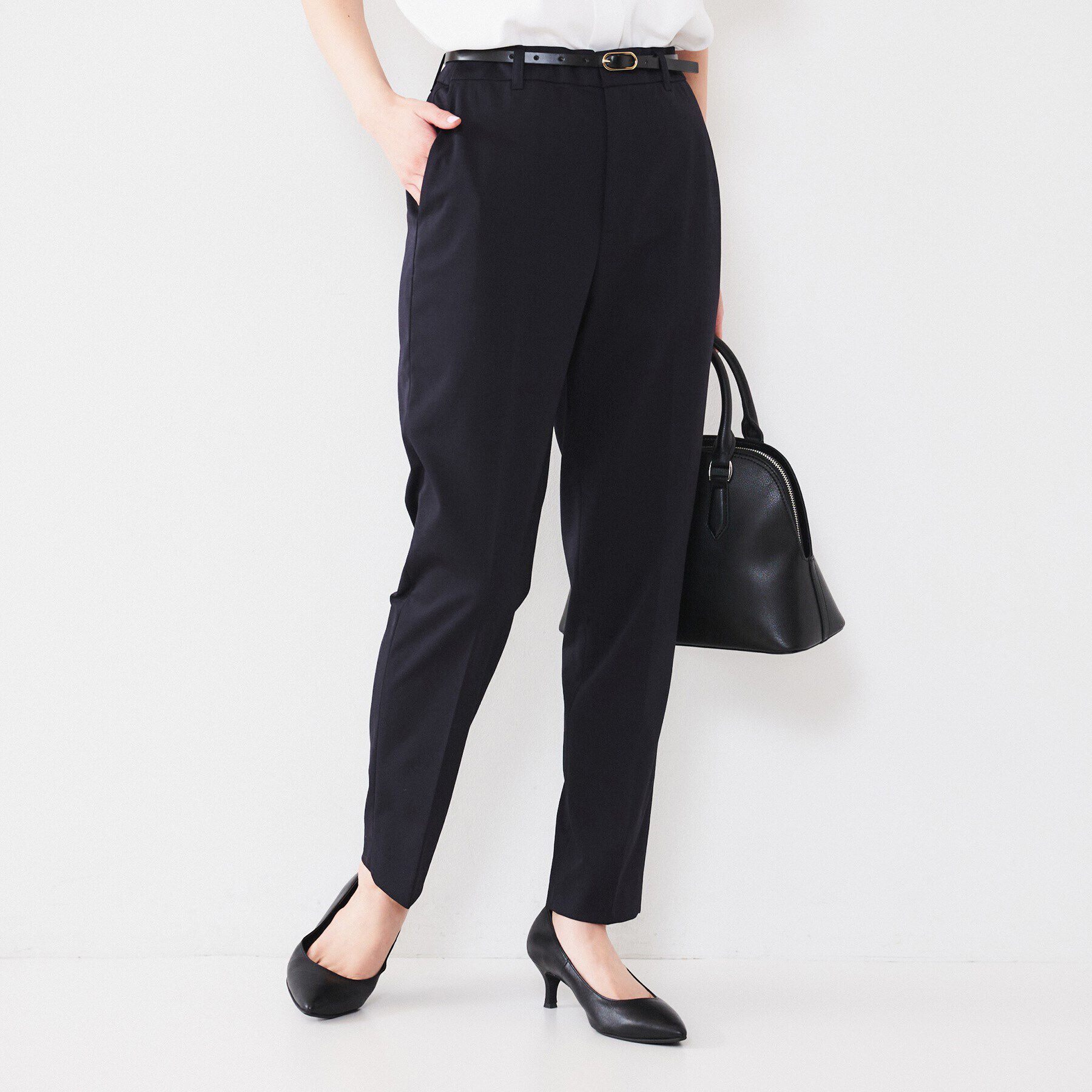 UNTITLED「【通勤スーツ】コットン混ジャージ テーパードパンツ」|その他|ネイビー(094)