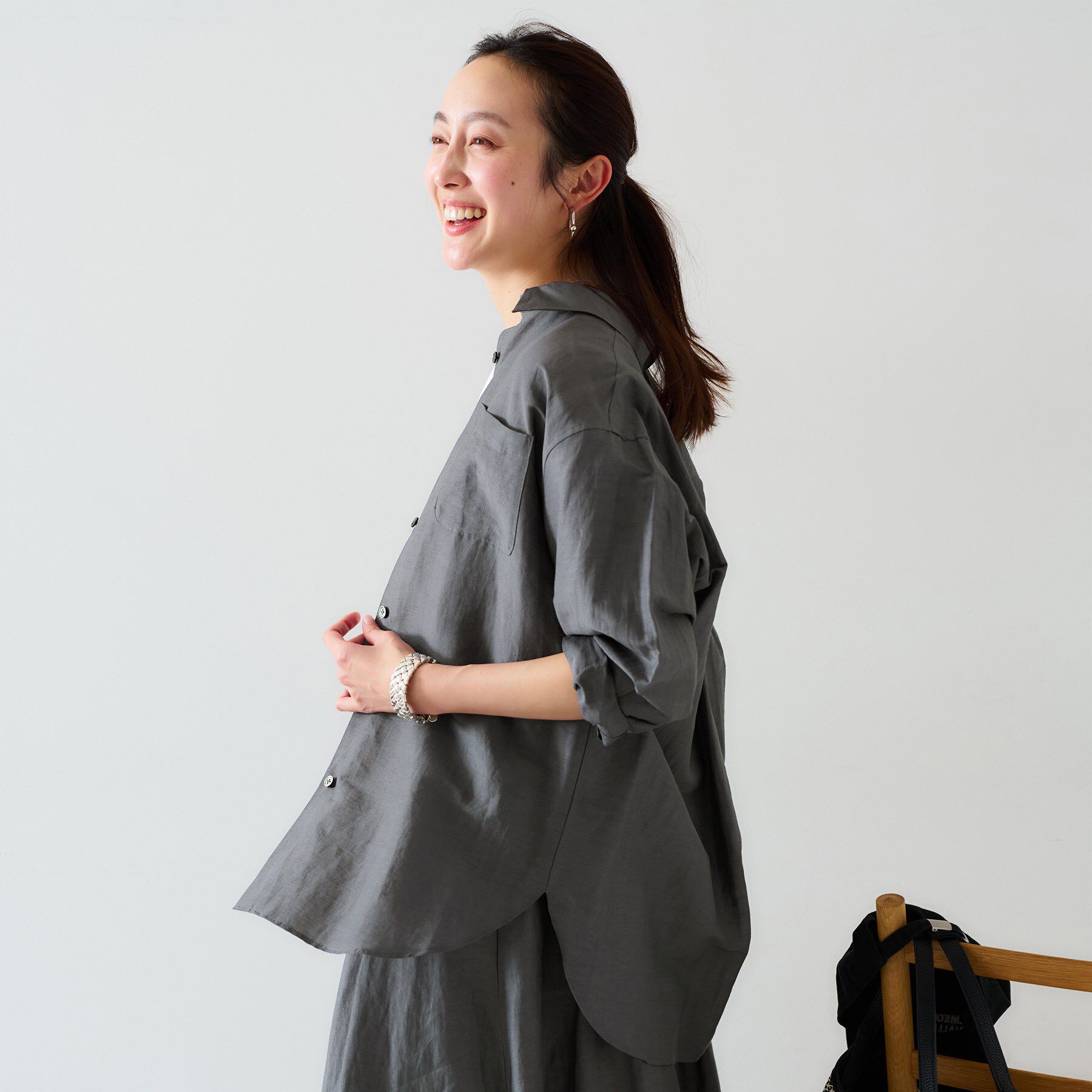 UNTITLED「【セットアップ可能/手洗い可】リネン混 ベーシックシャツ」|シャツ・ブラウス|