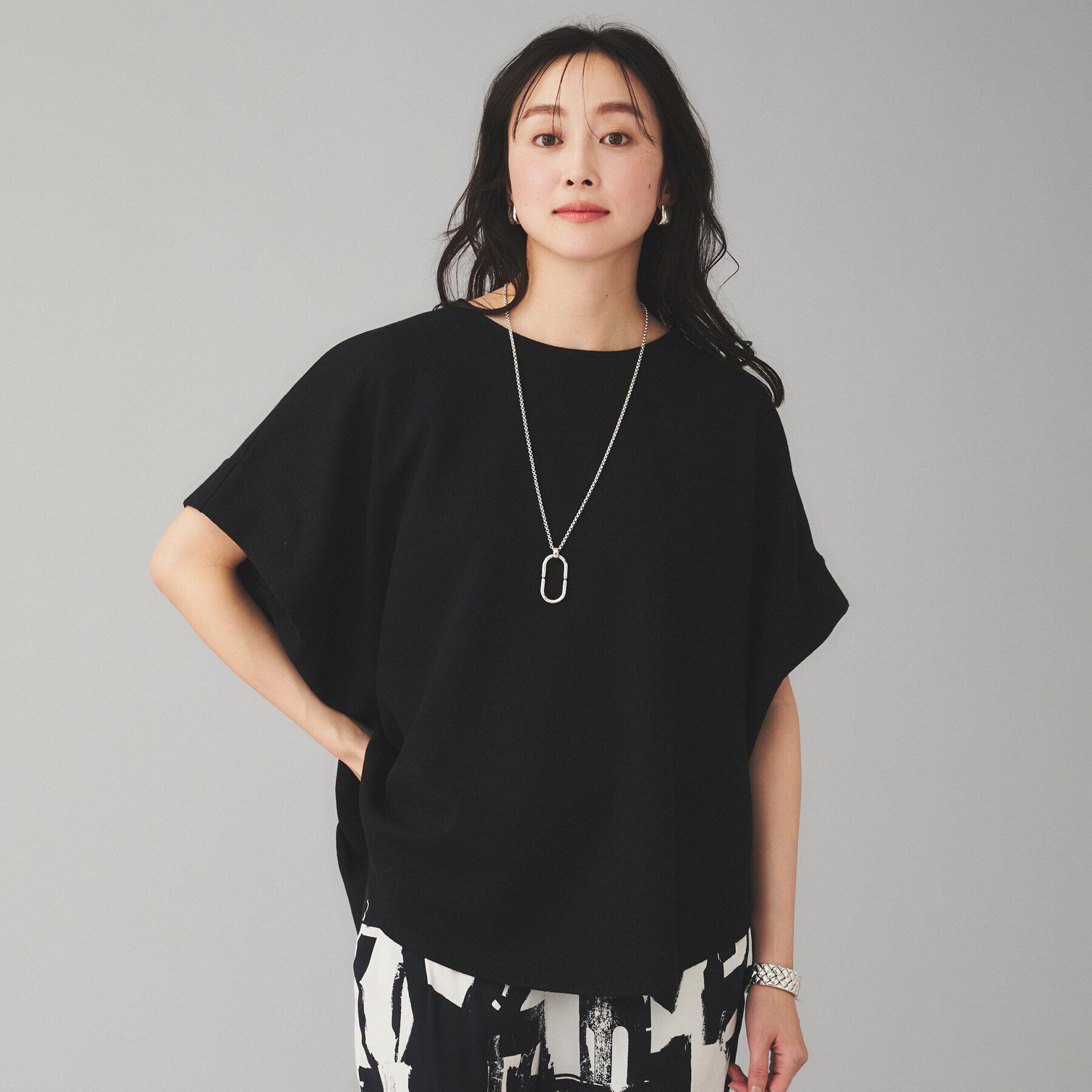 UNTITLED「【Munich】ダブルフェイスブークレータックショルダートップス」|Tシャツ・カットソー|ブラック(019)