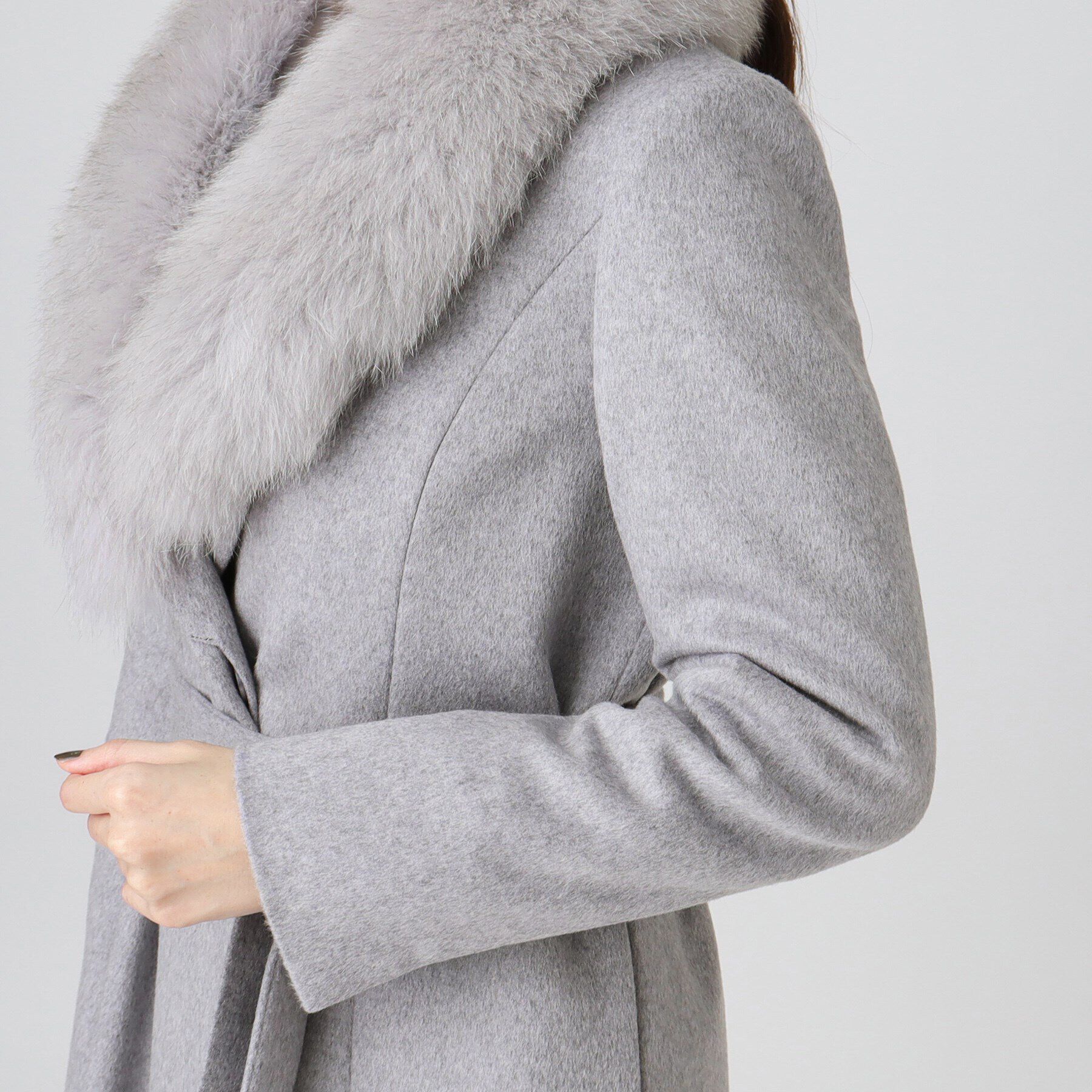 COUP DE CHANCE「【日本製／ブルーフォックスファー／カシミヤ混】ファー付ウールコート」|チェスターコート|