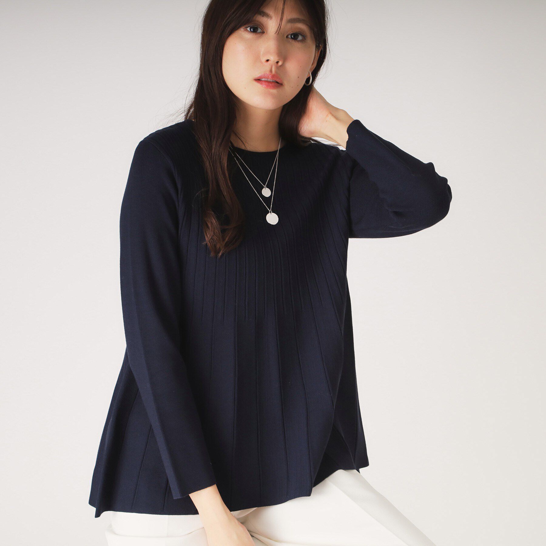 COUP DE CHANCE「【洗える／ヒップ丈】Aラインニットプルオーバー」|ニット・セーター|