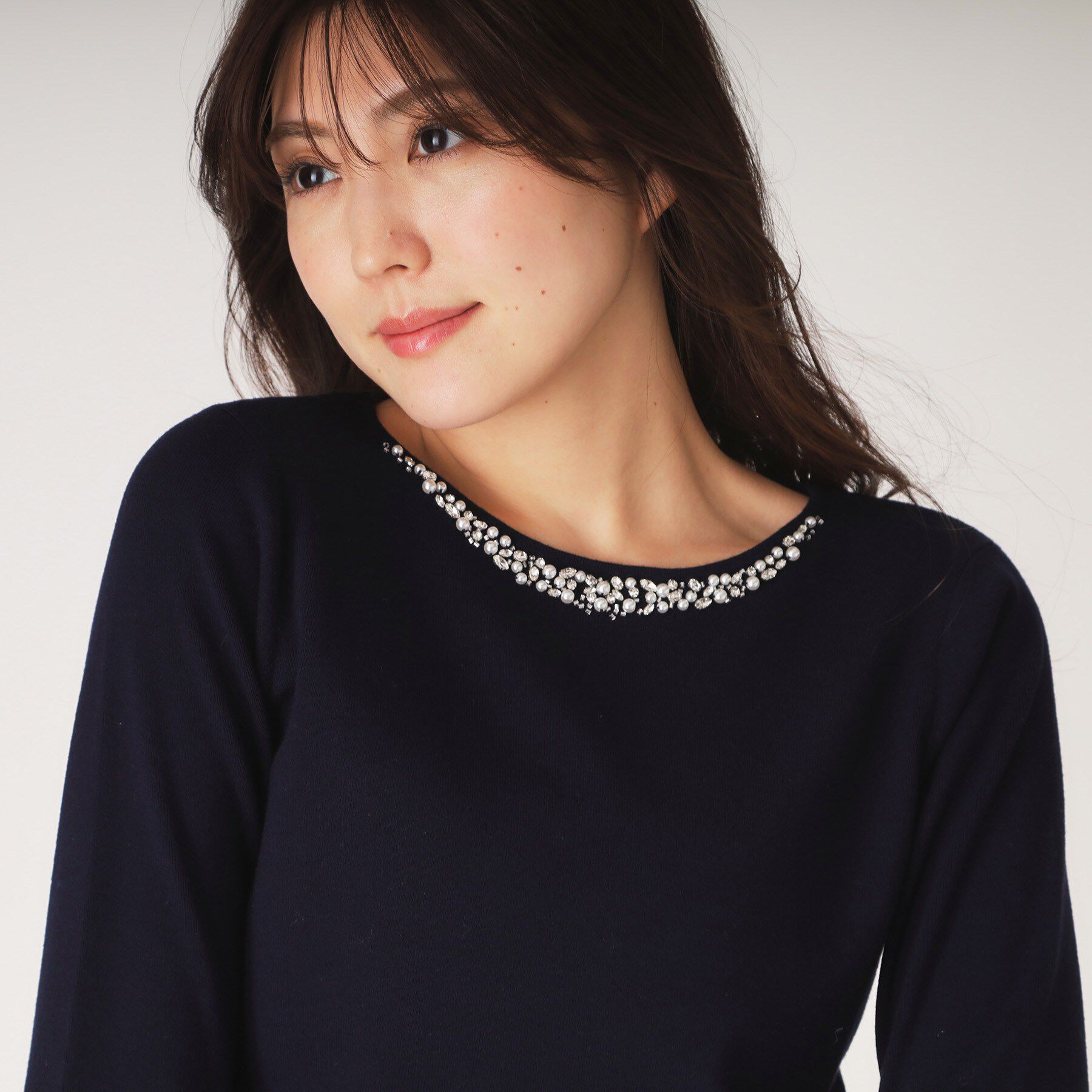 COUP DE CHANCE「【洗える】ビジューニットプルオーバー」|ニット・セーター|