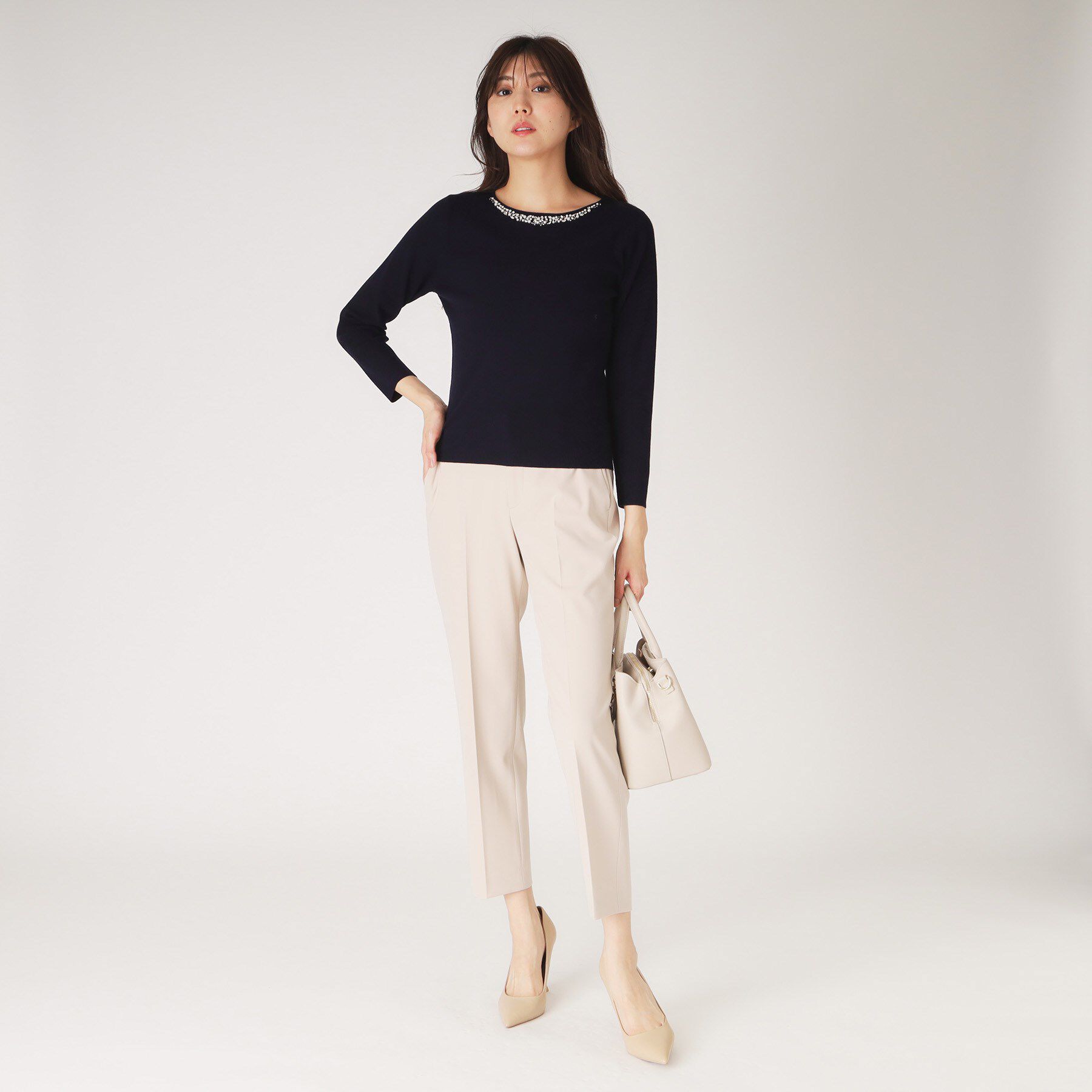 COUP DE CHANCE「【洗える】ビジューニットプルオーバー」|ニット・セーター|