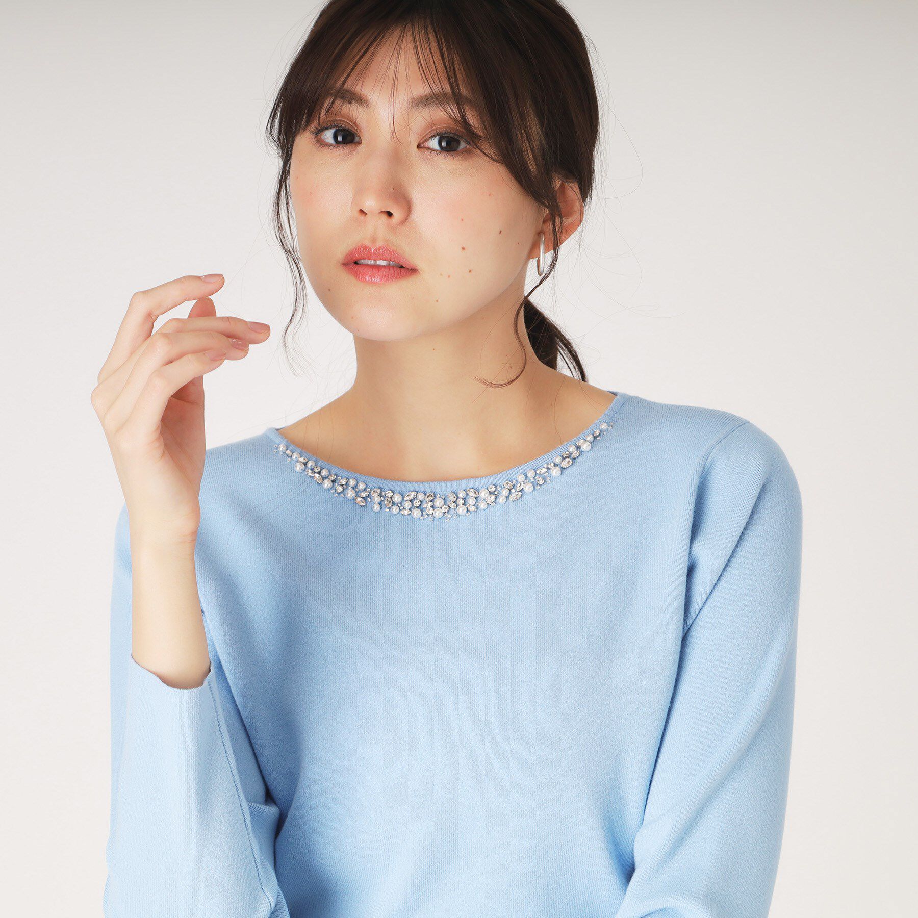 COUP DE CHANCE「【洗える】ビジューニットプルオーバー」|ニット・セーター|