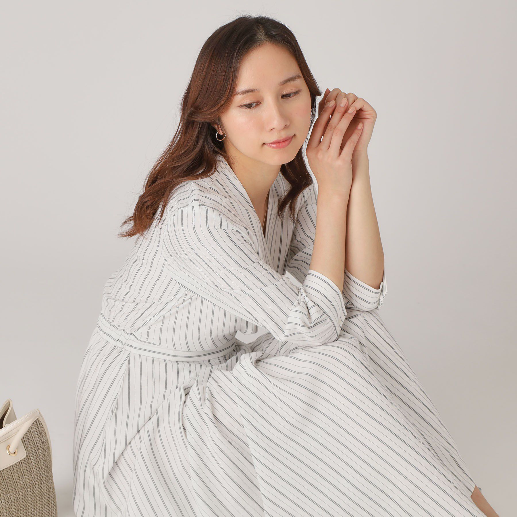 COUP DE CHANCE「【洗える】ストライプ柄 カシュクールワンピース」|ワンピース|