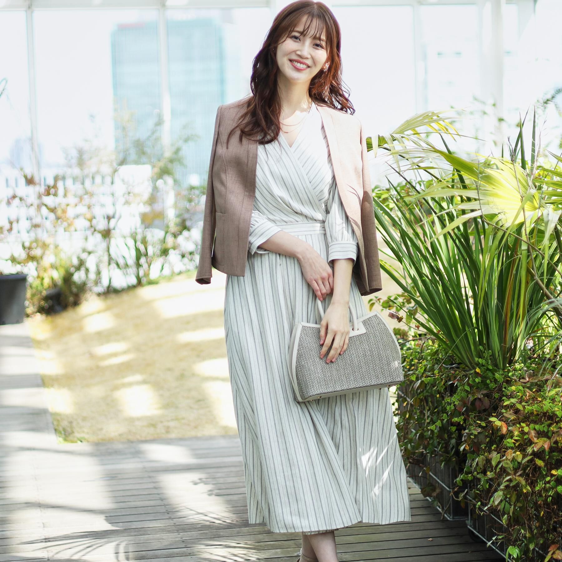 COUP DE CHANCE「【洗える】ストライプ柄 カシュクールワンピース」|ワンピース|