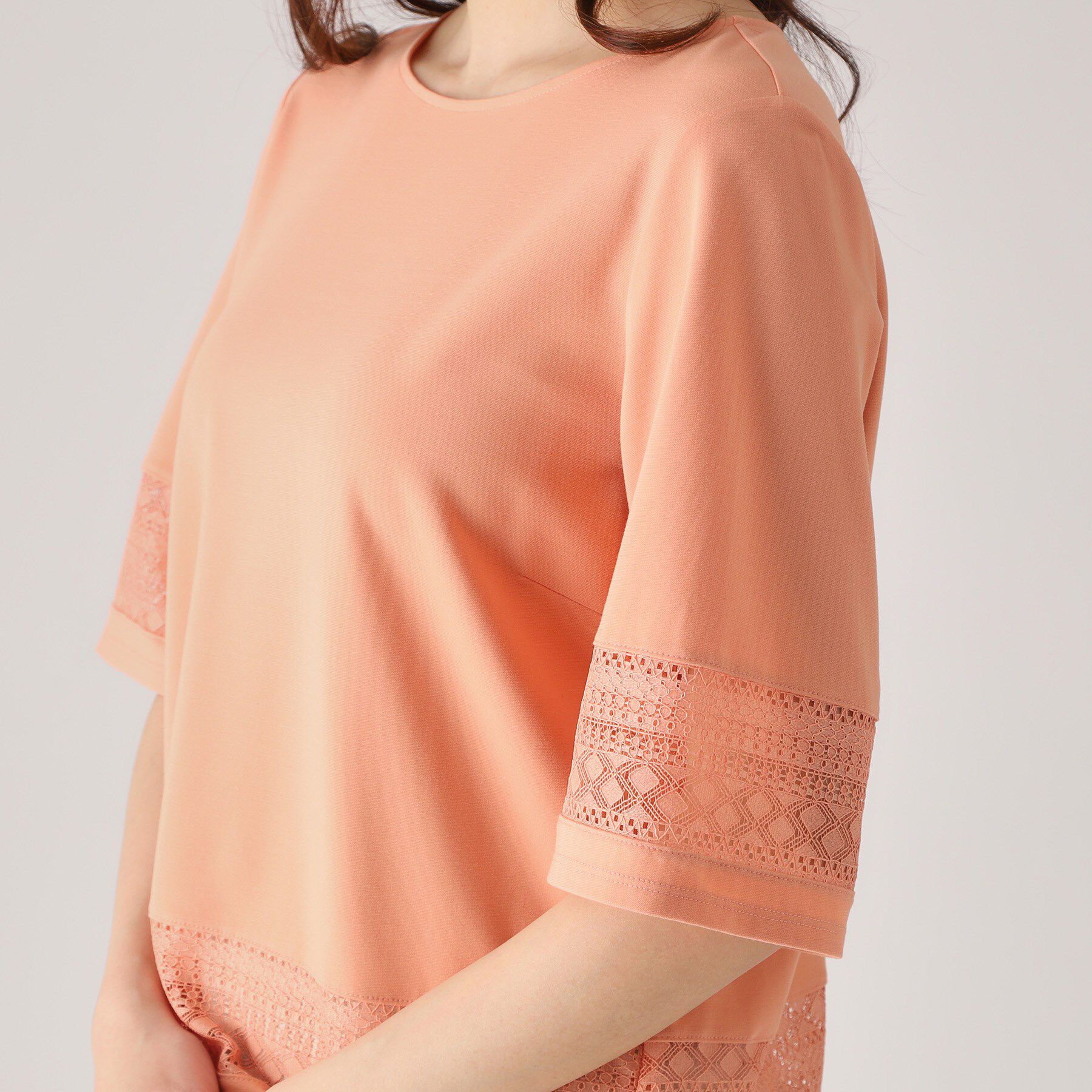 COUP DE CHANCE「【洗える／日本製】レース使いジャージトップス」|Tシャツ・カットソー|