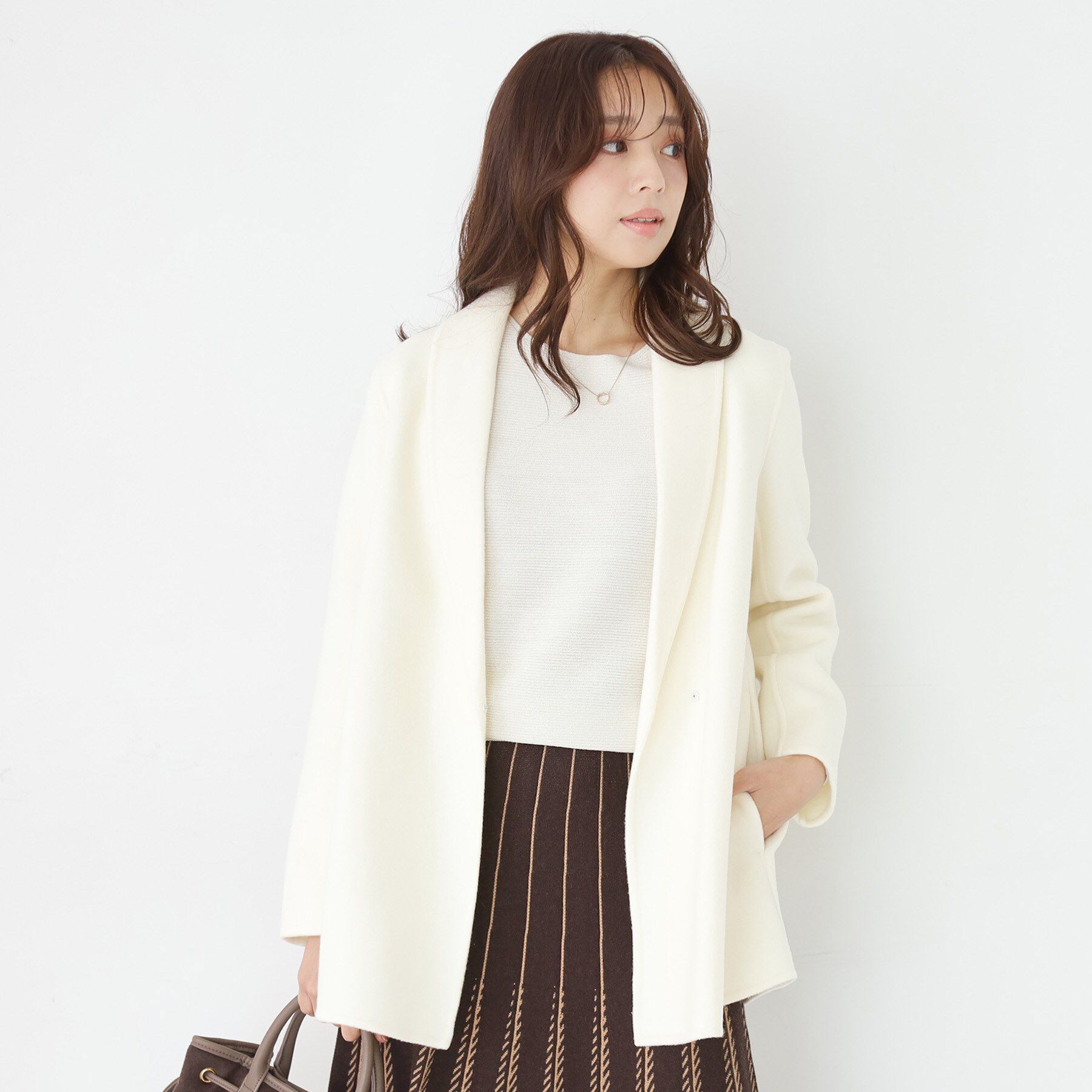 COUP DE CHANCE「【リバー仕立て／裏地無し】軽く羽織れるウールリバーコート」|ステンカラーコート|