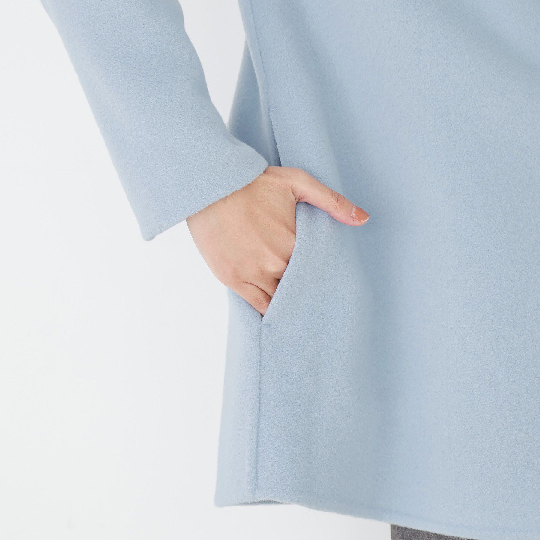 COUP DE CHANCE「【リバー仕立て／裏地無し】軽く羽織れるウールリバーコート」|ステンカラーコート|