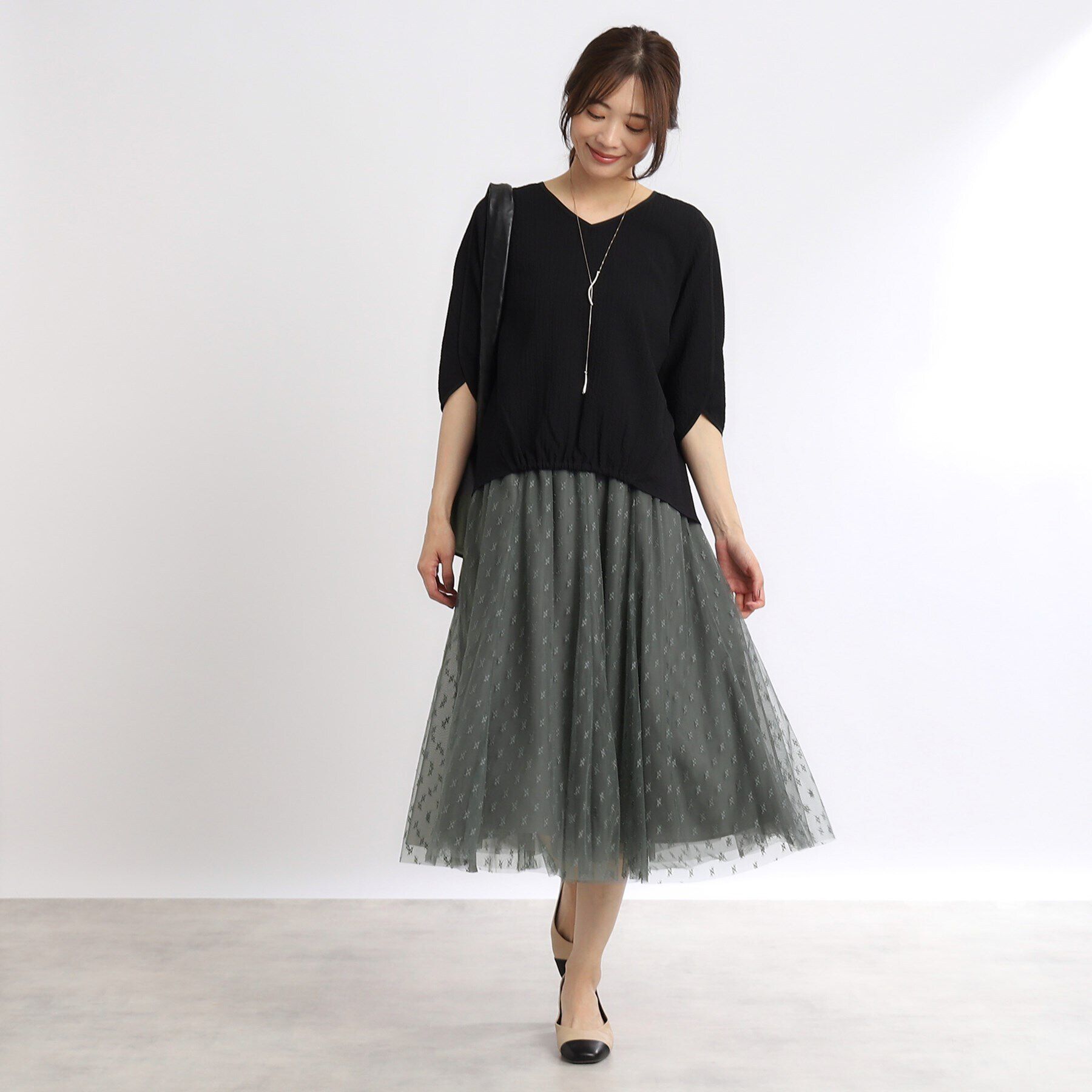 Reflect「【人気♪／手洗い可／ウエスト総ゴム】幾何柄チュールスカート」|スカート|