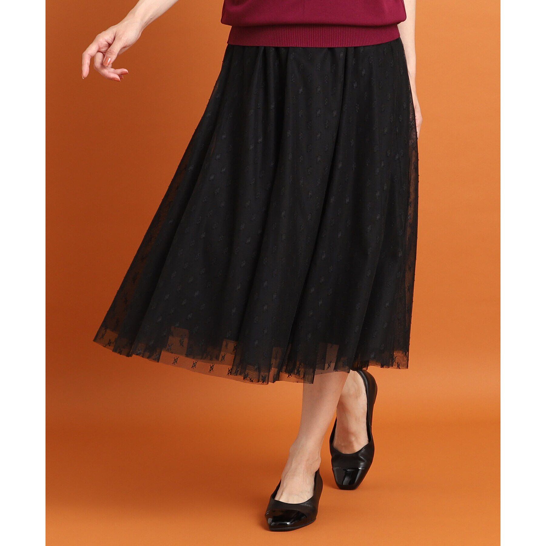 Reflect「【人気♪／手洗い可／ウエスト総ゴム】幾何柄チュールスカート」|スカート|