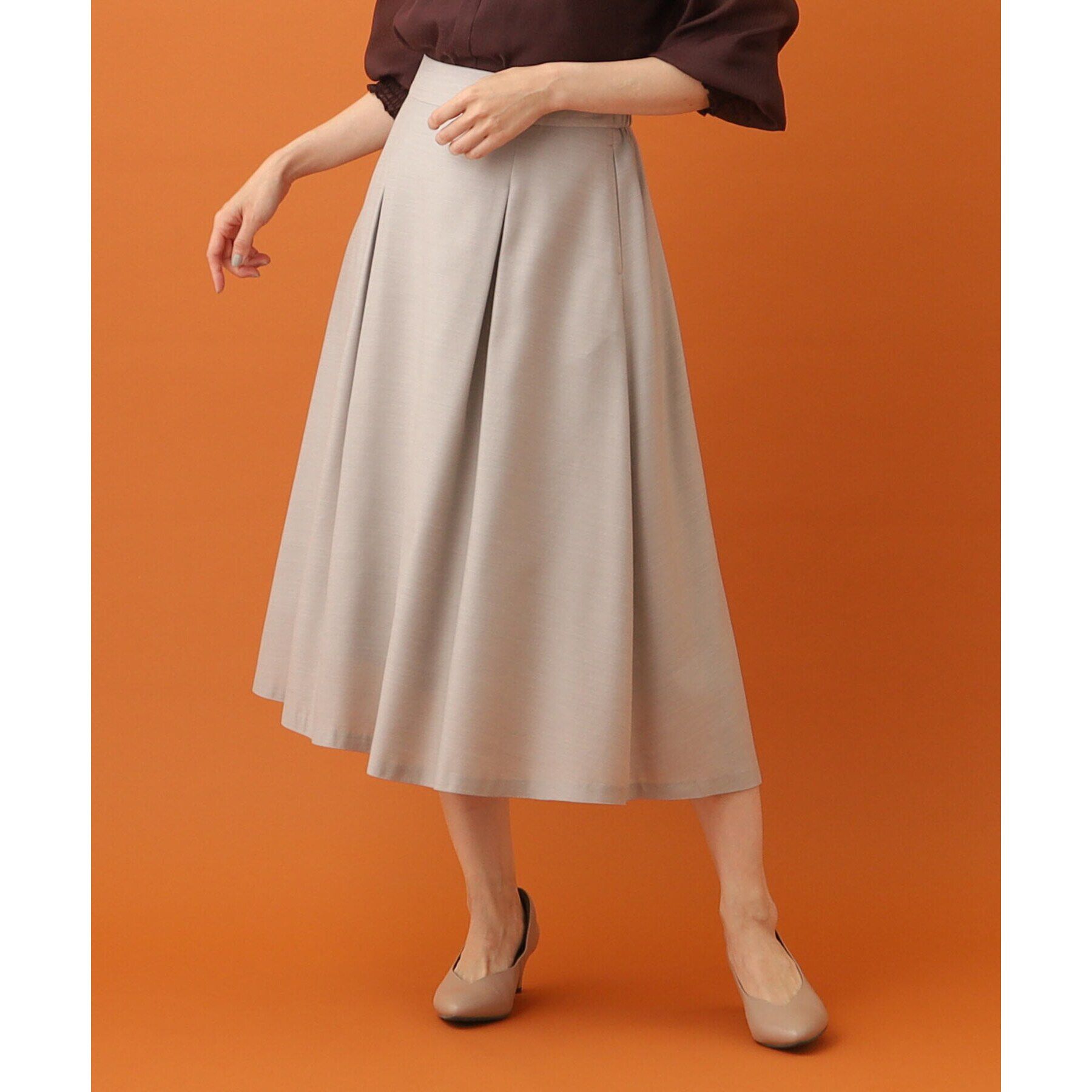 Reflect「【手洗い可】シャンブレーカラースカート」|スカート|グレージュ(050)