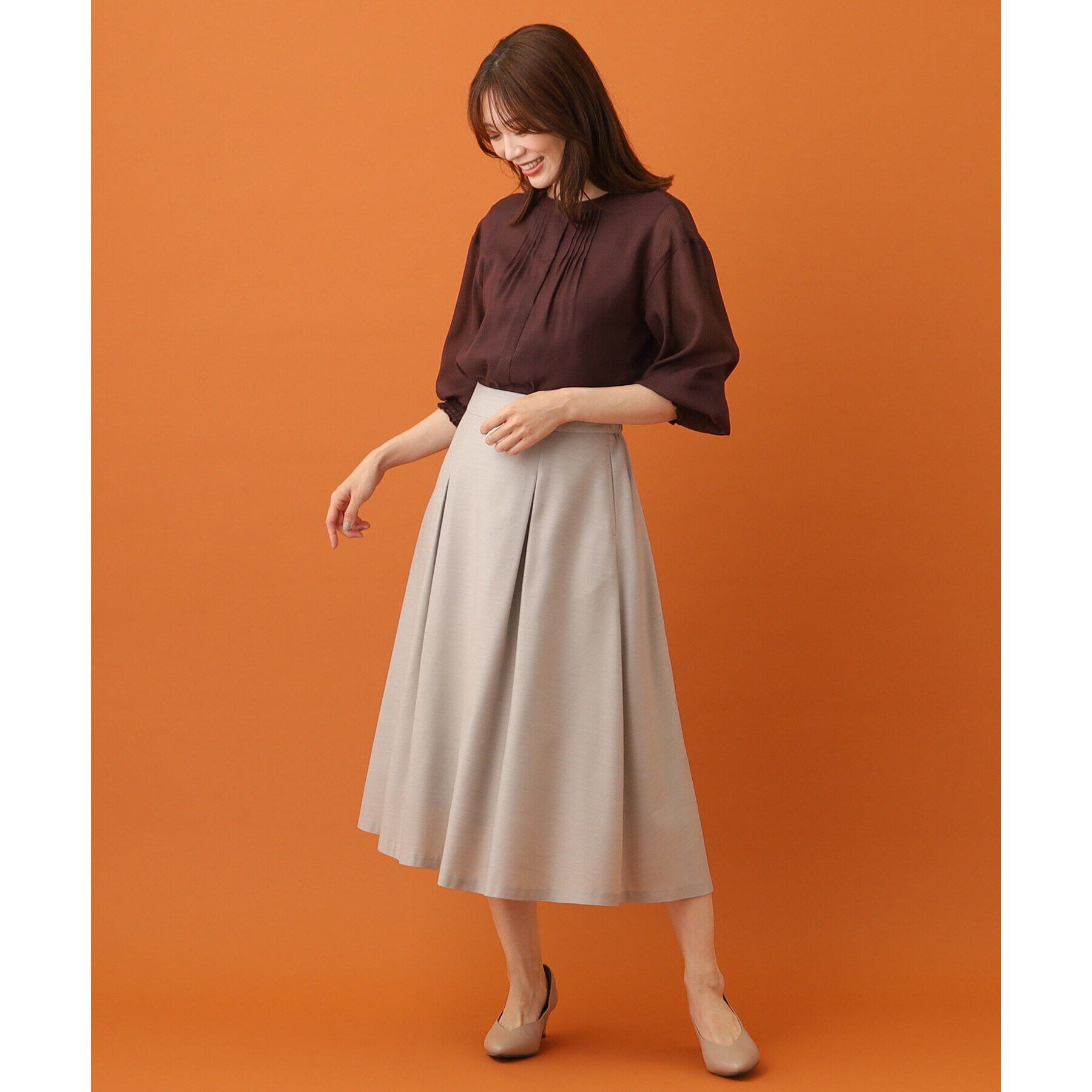 Reflect「【手洗い可】シャンブレーカラースカート」|スカート|