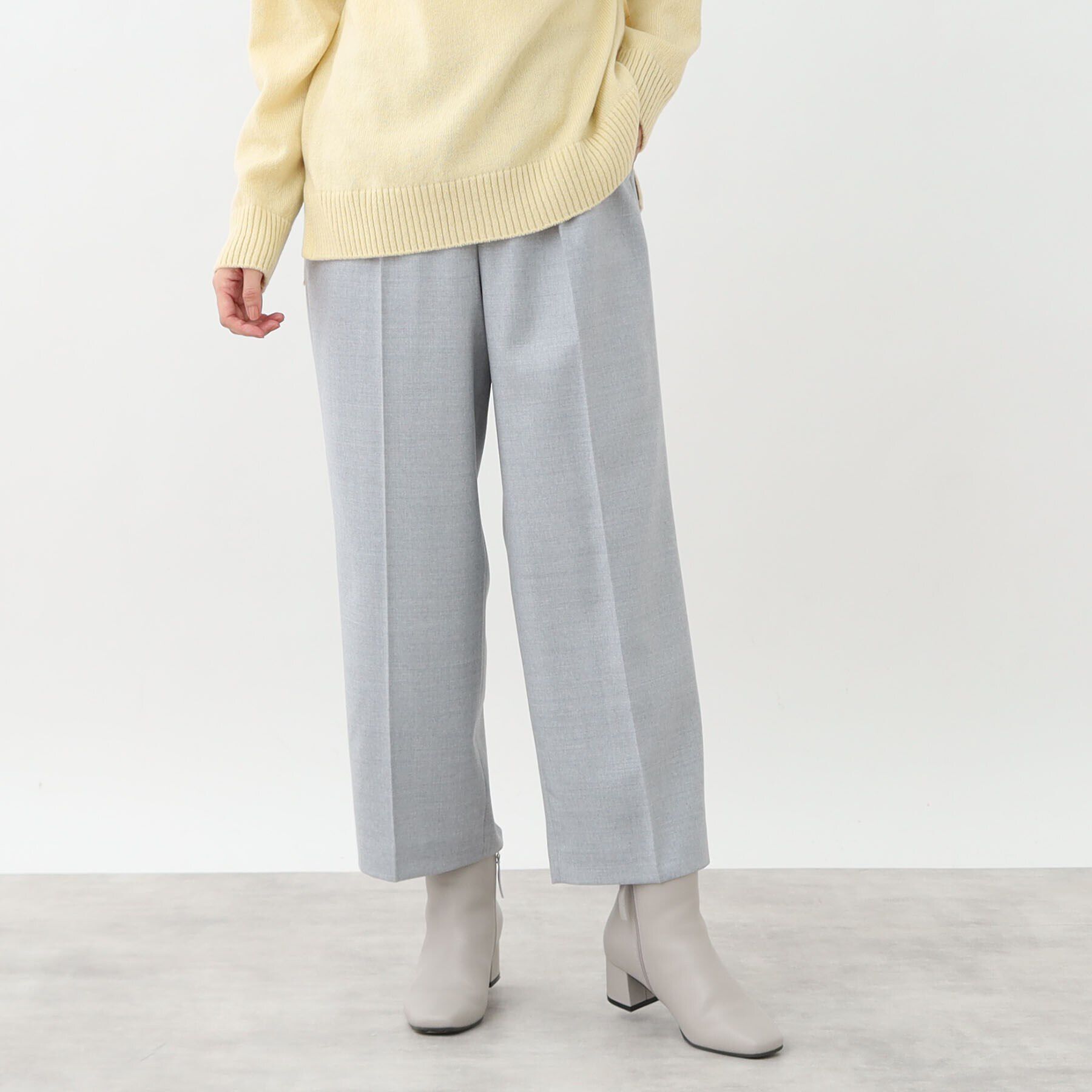 Reflect「【すっきりシルエット】ウール混ワイドパンツ」|その他|ライトグレー(011
