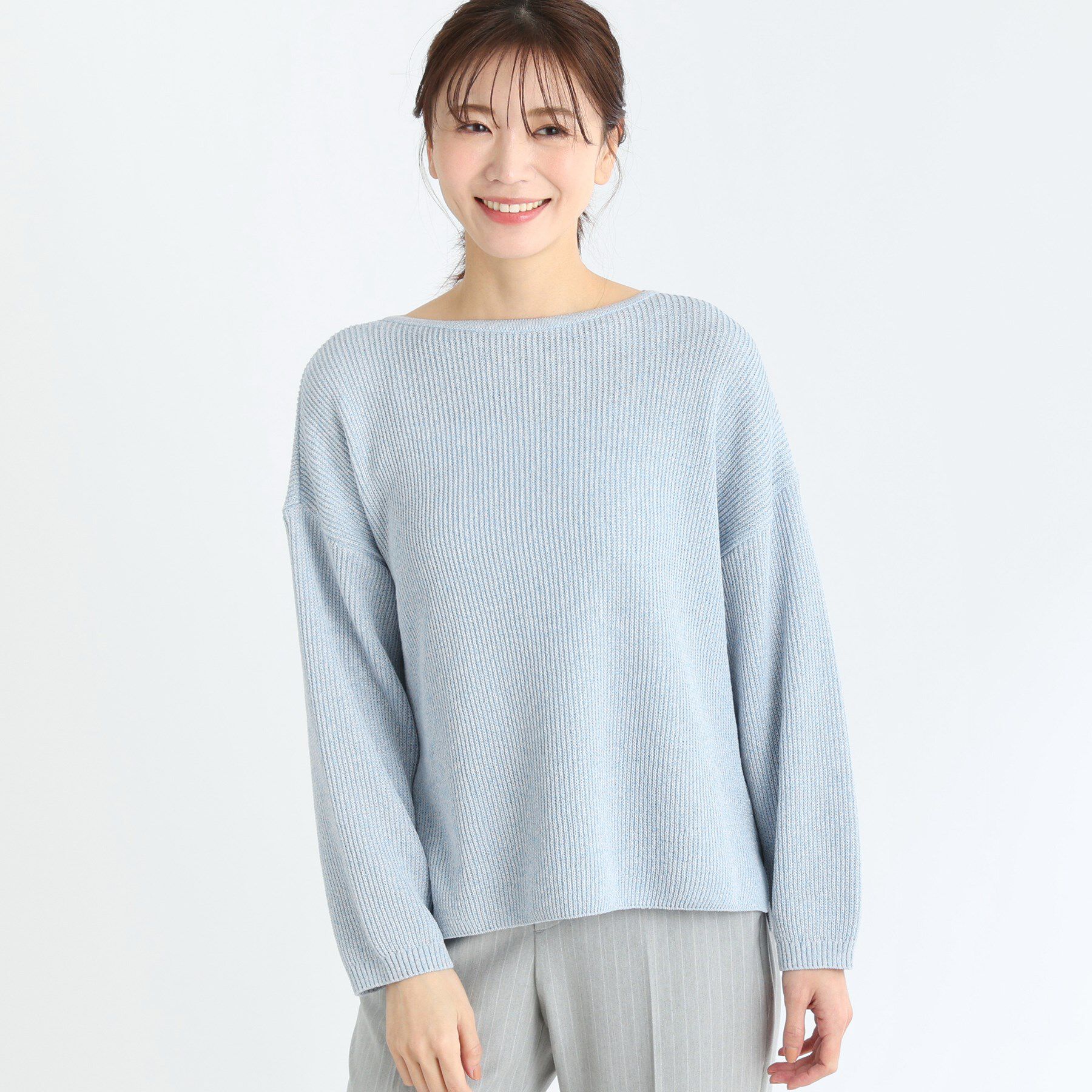 Reflect「【夏SALE】クルーネックミックスカラーニット」|ニット・セーター|サックスブルー(49