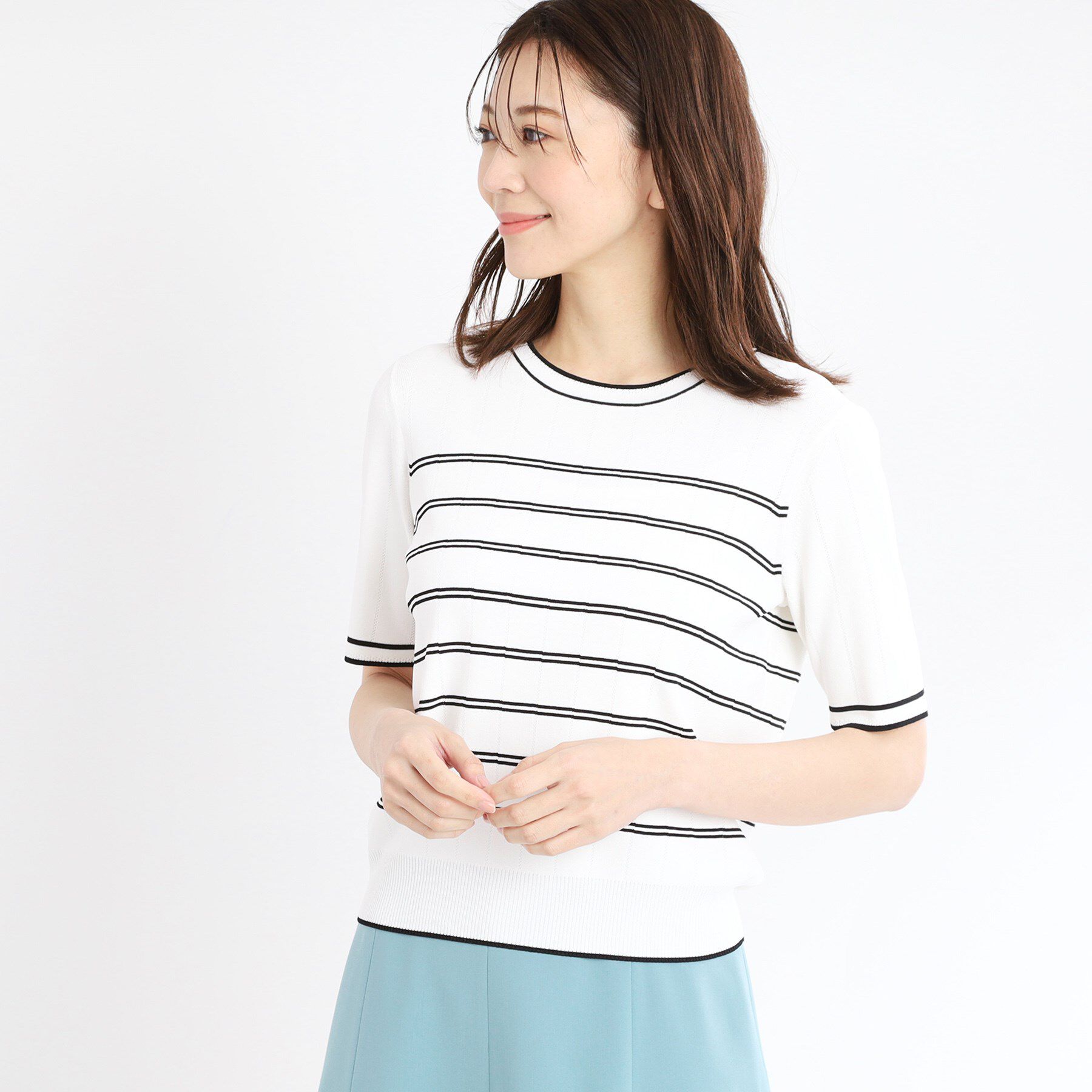 Reflect「【手洗い可／アンサンブル可】五分袖ニット」|ニット・セーター|