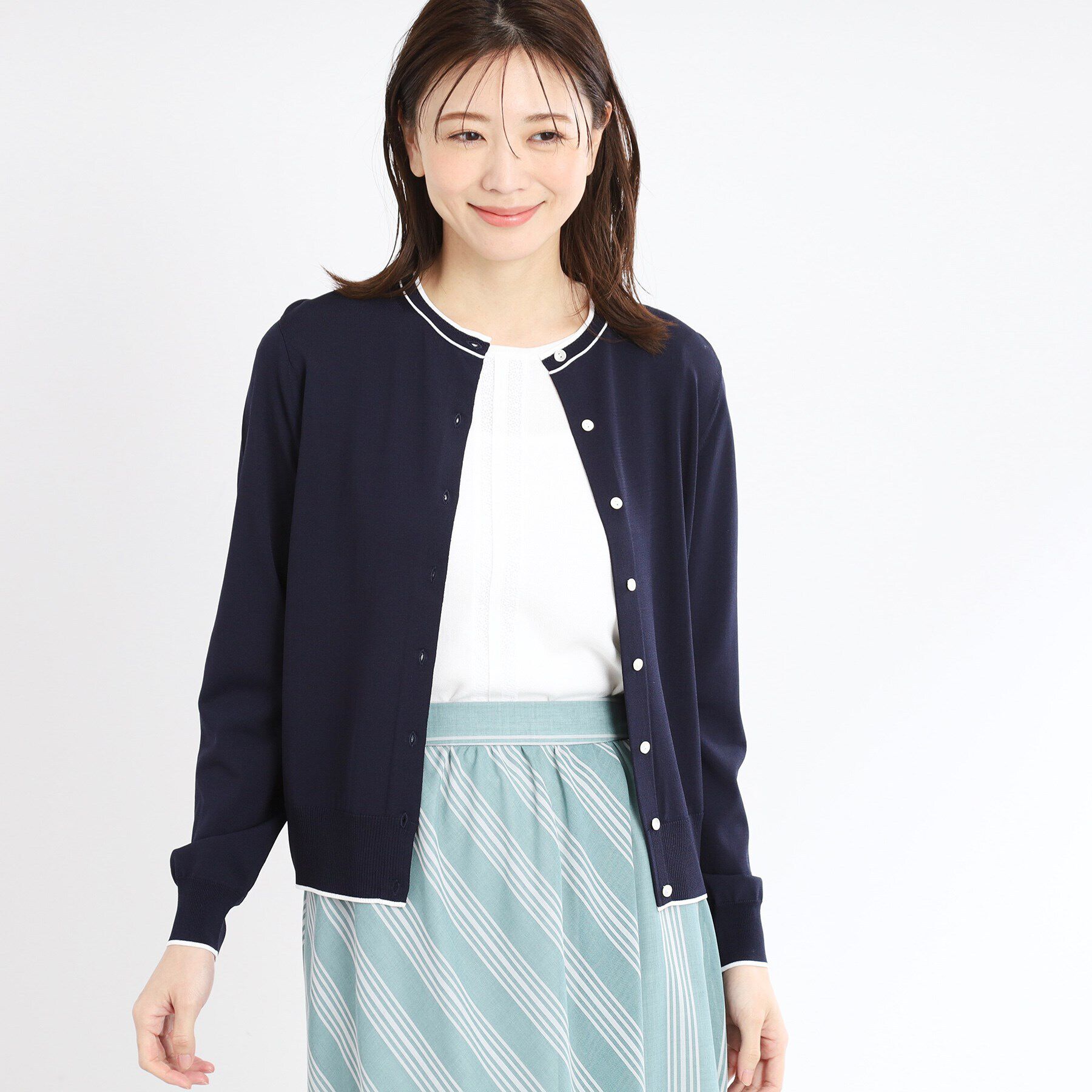 Reflect「【手洗い可／アンサンブル可】バイカラーカーディガン」|カーディガン|