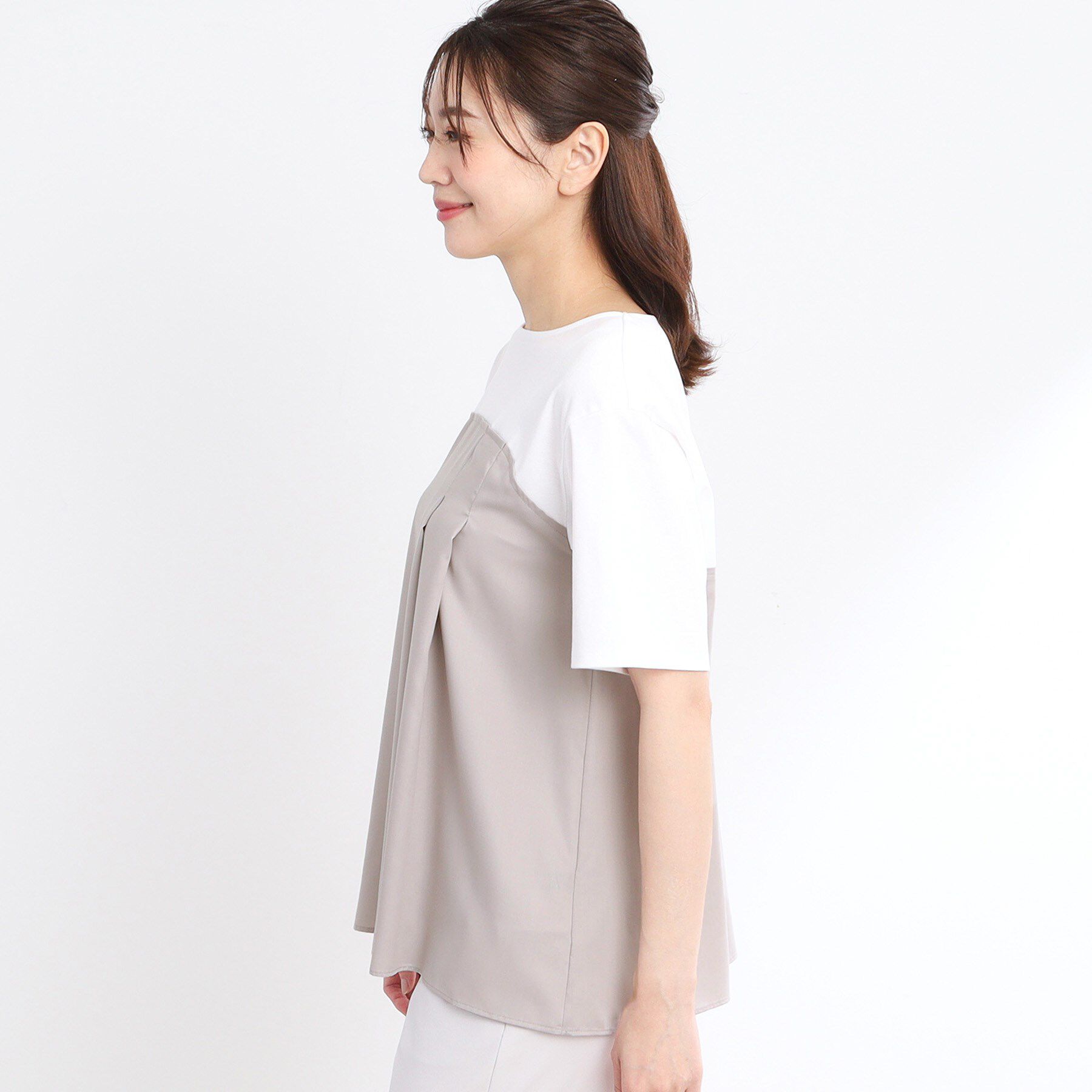 Reflect「【マシンウォッシュ可能】レイヤード風ジャージブラウス」|Tシャツ・カットソー|