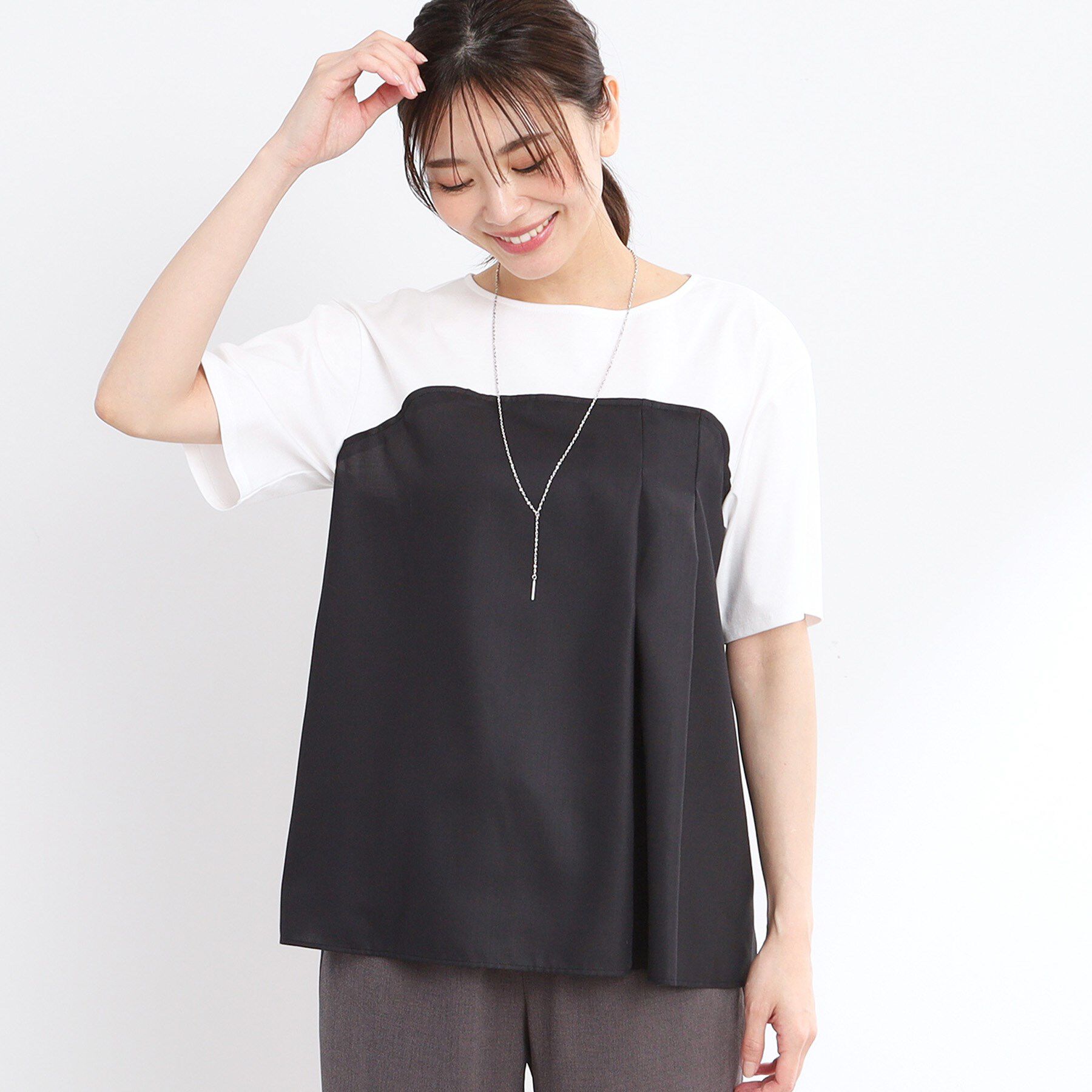 Reflect「【マシンウォッシュ可能】レイヤード風ジャージブラウス」|Tシャツ・カットソー|