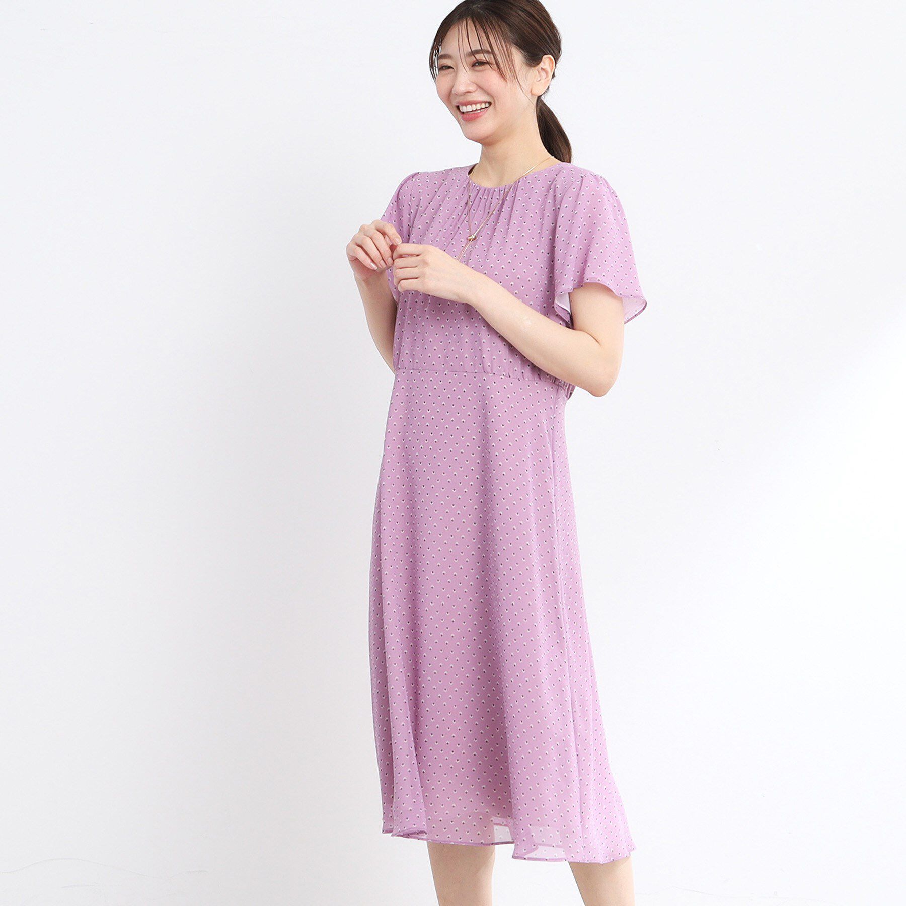 Reflect「【夏SALE／WEB先行カラーあり／マシンウォッシュ可】コツキ幾何柄ワンピース」|ワンピース|