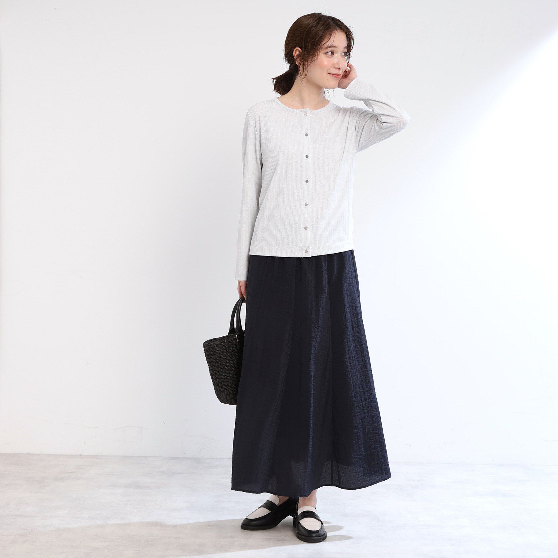 Reflect「【手洗い可／一枚着でも◎】ラメ入りドット風ボタンカーディガン」|カーディガン|