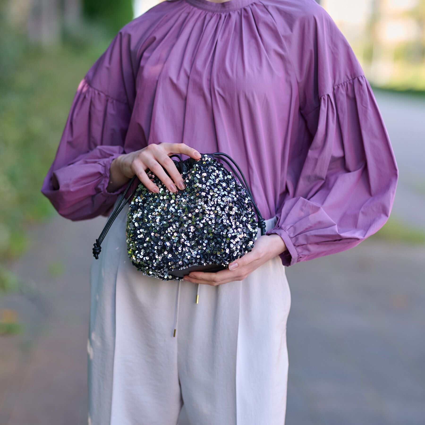 DRESSTERIOR「【CLASSY.12月号掲載】スパンコール2WAY巾着バッグ」|ショルダー・メッセンジャー|