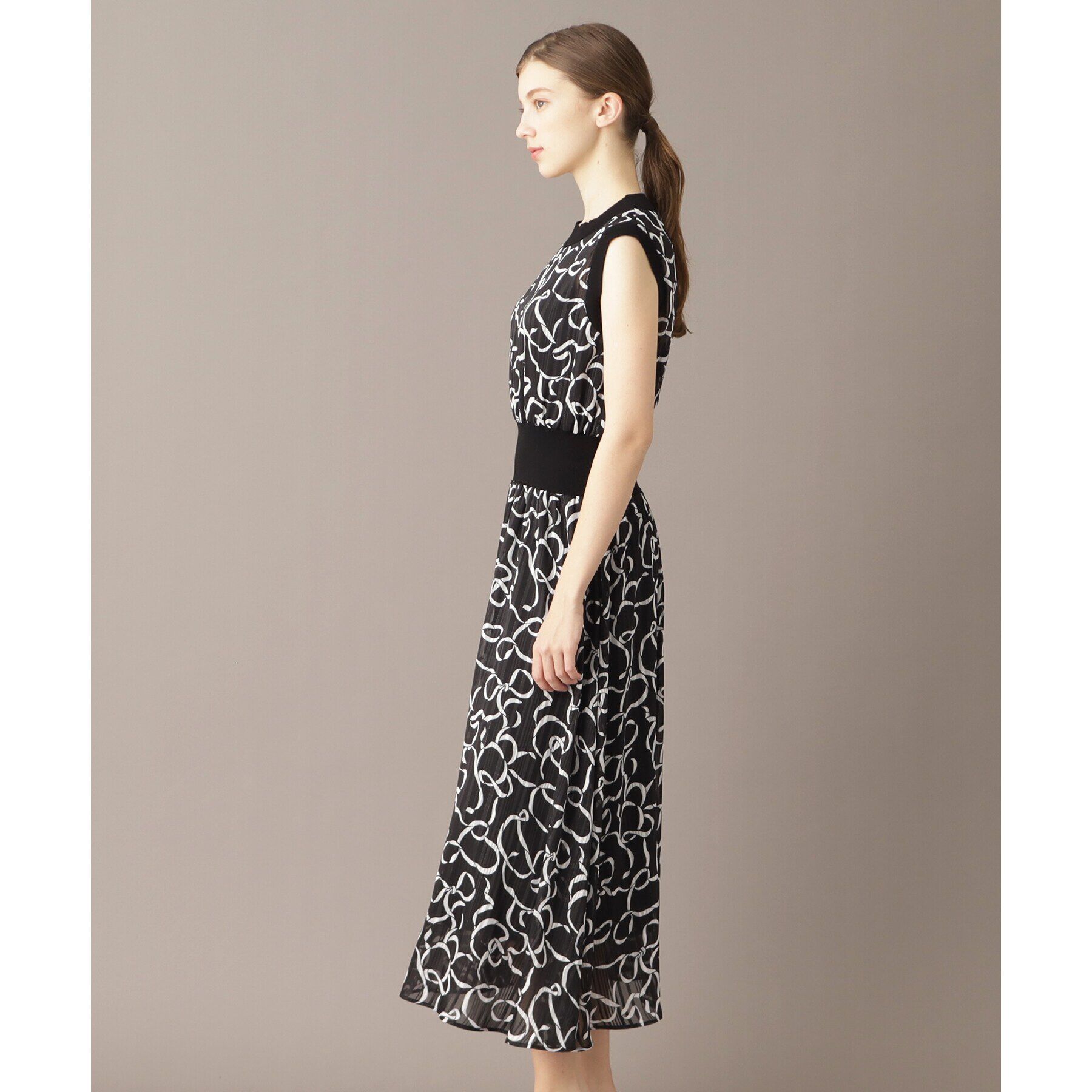 DRESSTERIOR「シアーリボンテーププリントドレス」|ワンピース|