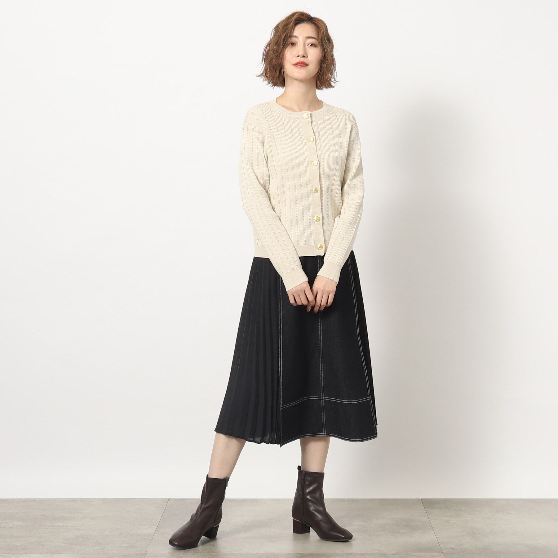 grove「グローブ人気のスカート！デニムサイドプリーツスカート」|スカート|