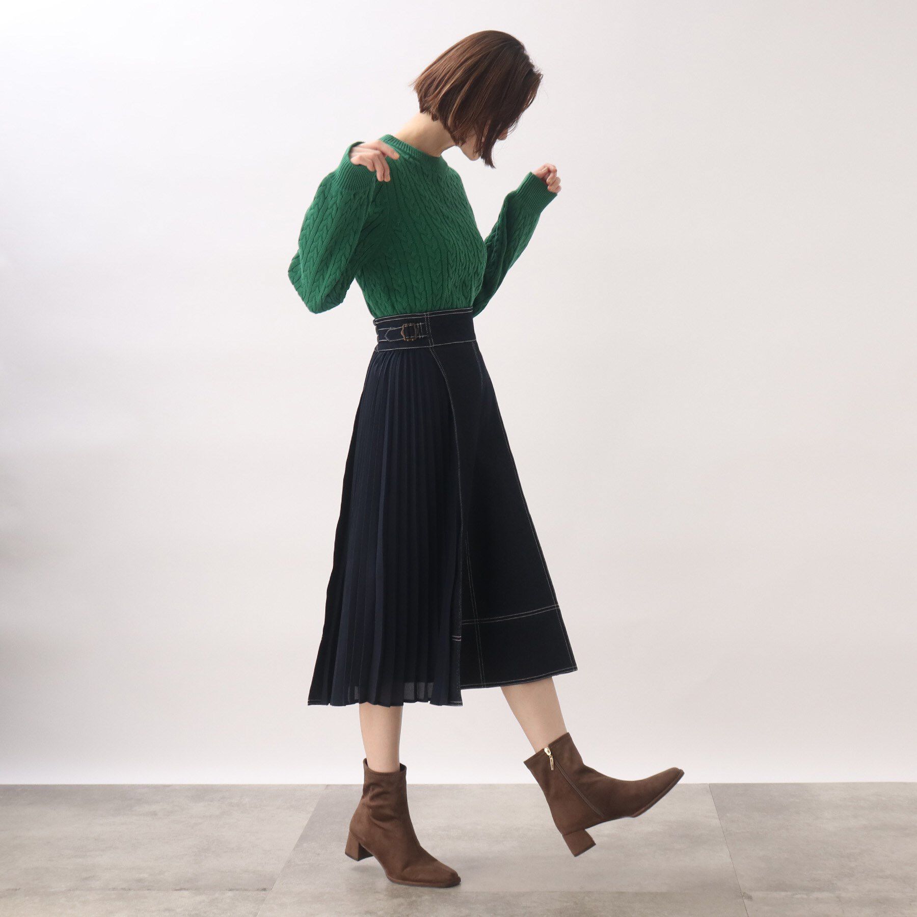 grove「グローブ人気のスカート！デニムサイドプリーツスカート」|スカート|