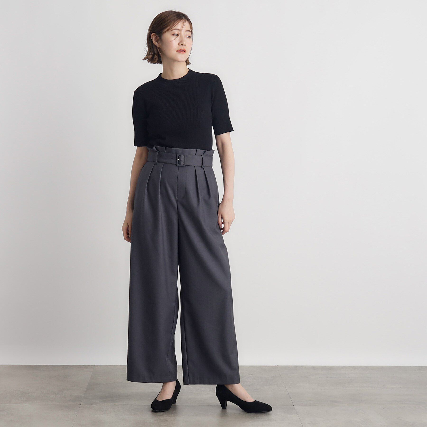 grove「RNドライタッチリブ5分袖プルオーバー」|ニット・セーター|