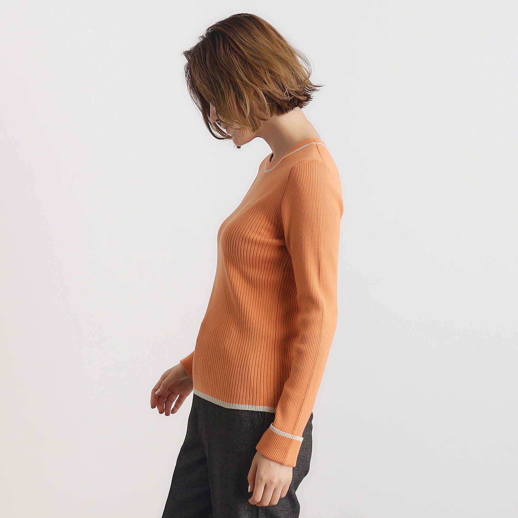 grove「ラメライン折り返しカフス袖ニットプルオーバー」|ニット・セーター|