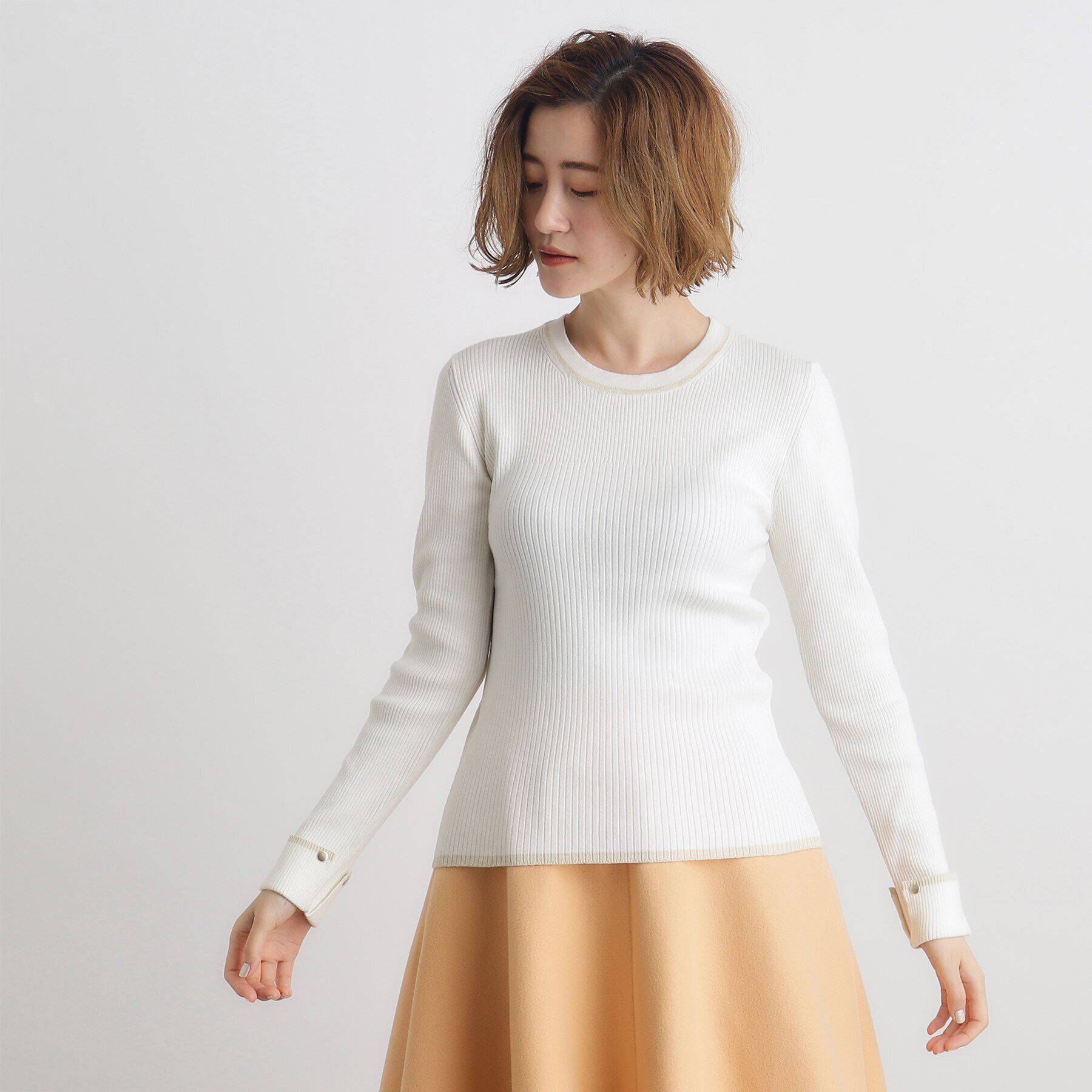 grove「ラメライン折り返しカフス袖ニットプルオーバー」|ニット・セーター|