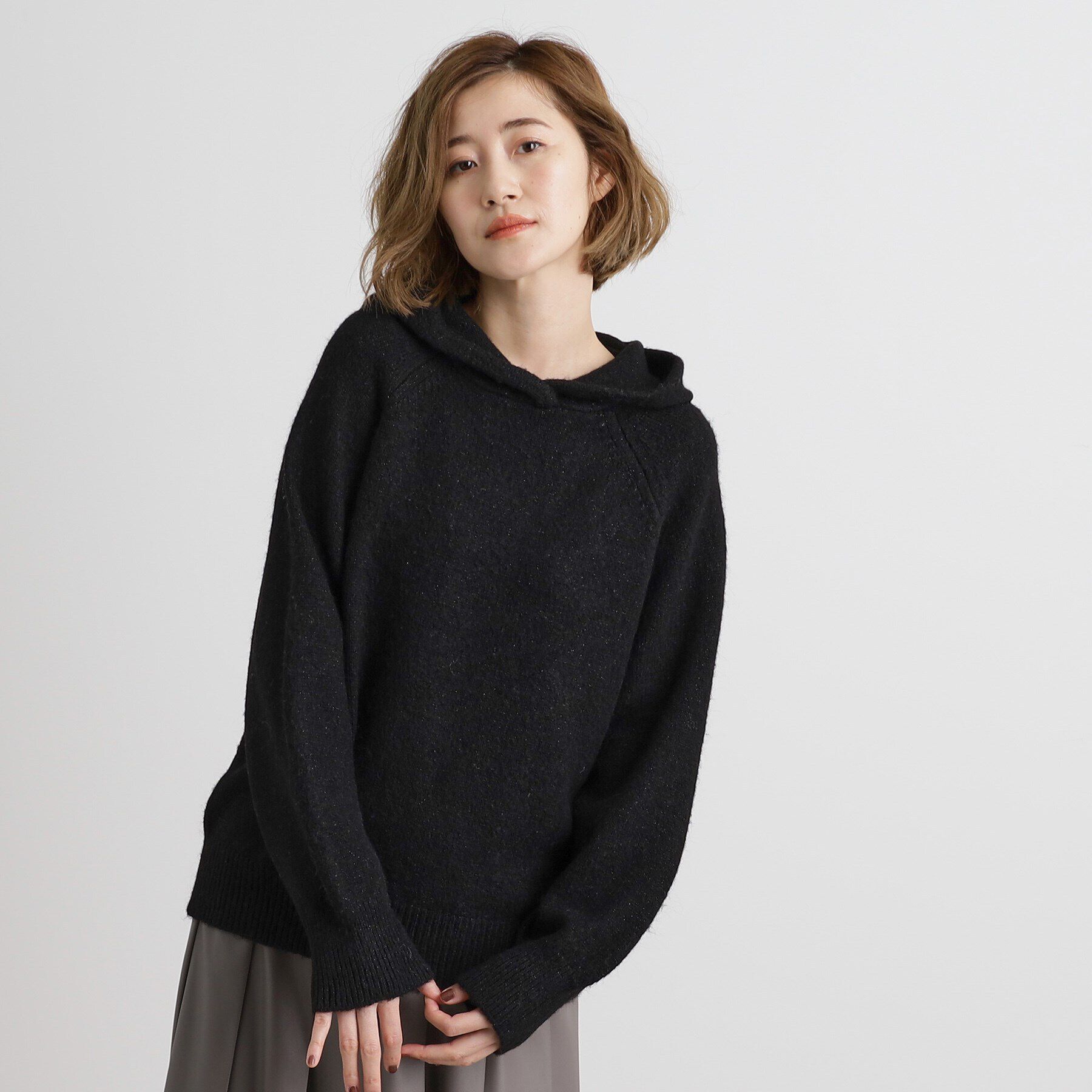 grove「杢ラメフードニットプルオーバー」|ニット・セーター|