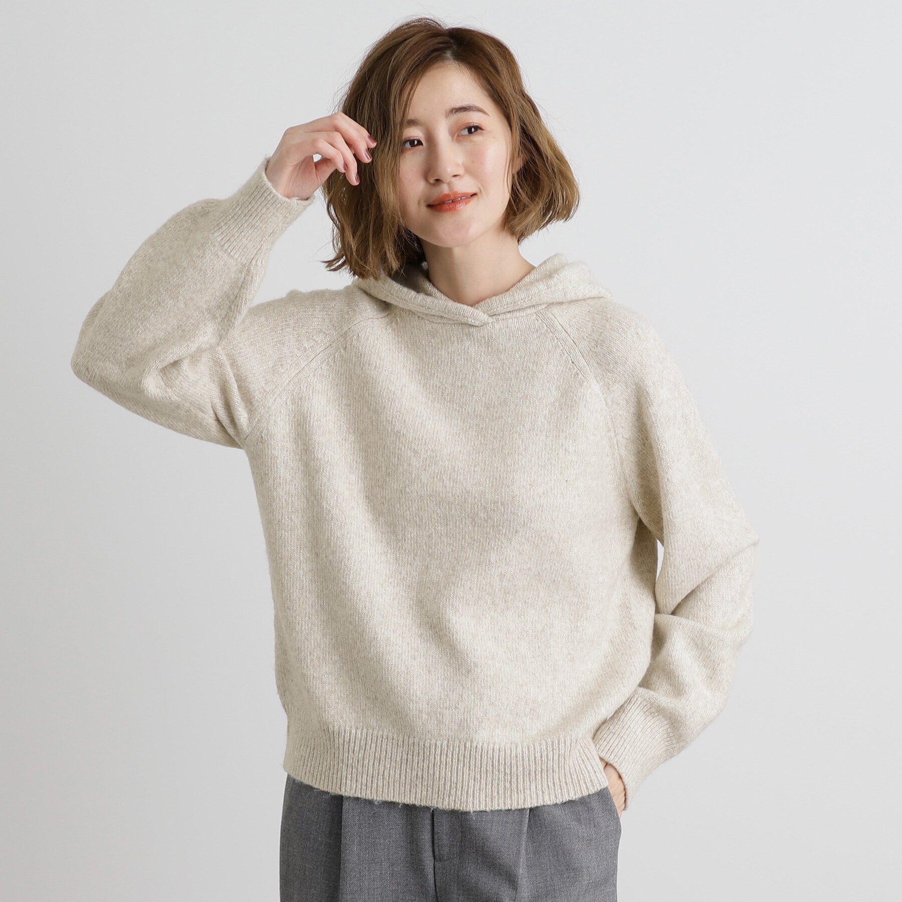 grove「杢ラメフードニットプルオーバー」|ニット・セーター|