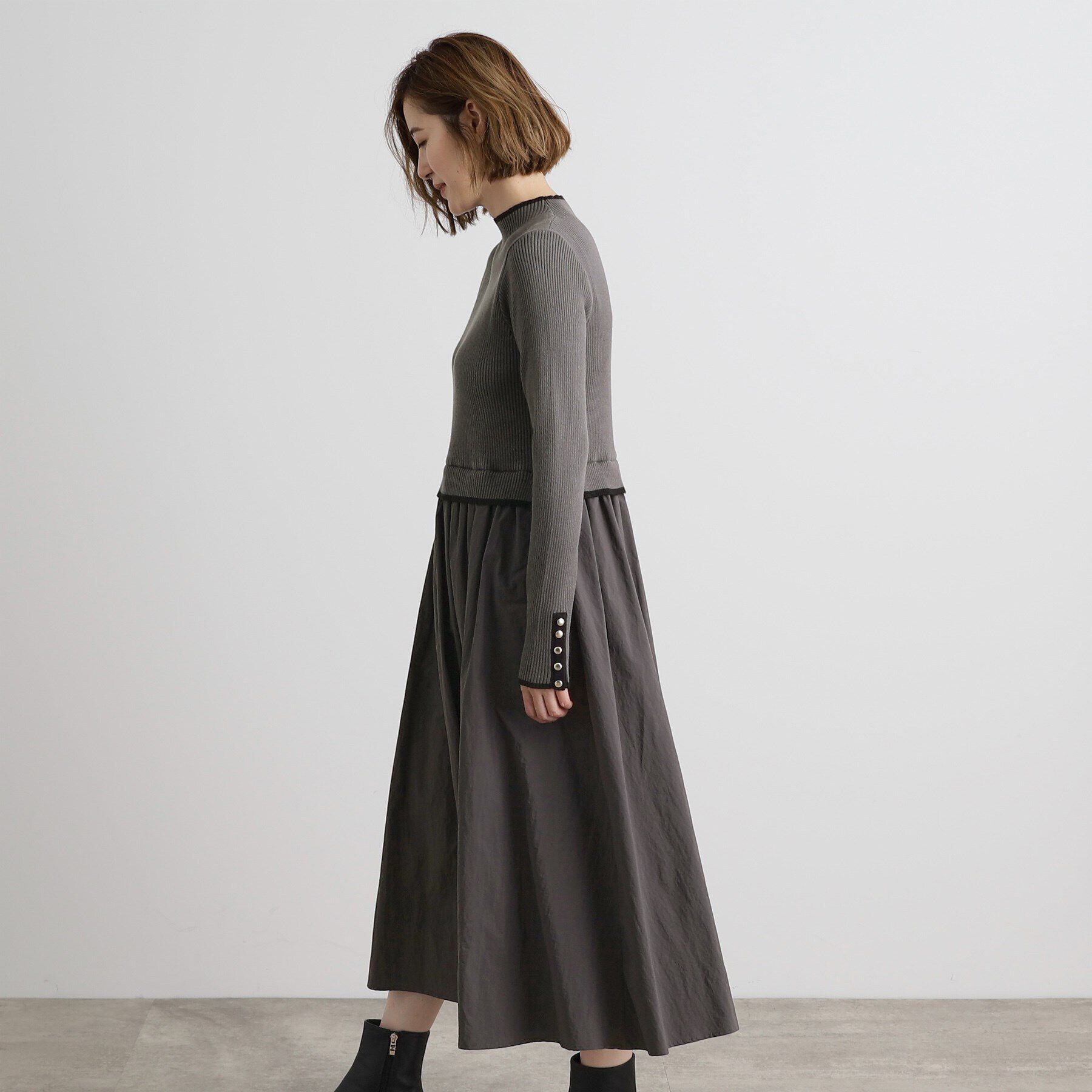 grove「配色リブニットドッキングワンピース」|ワンピース|