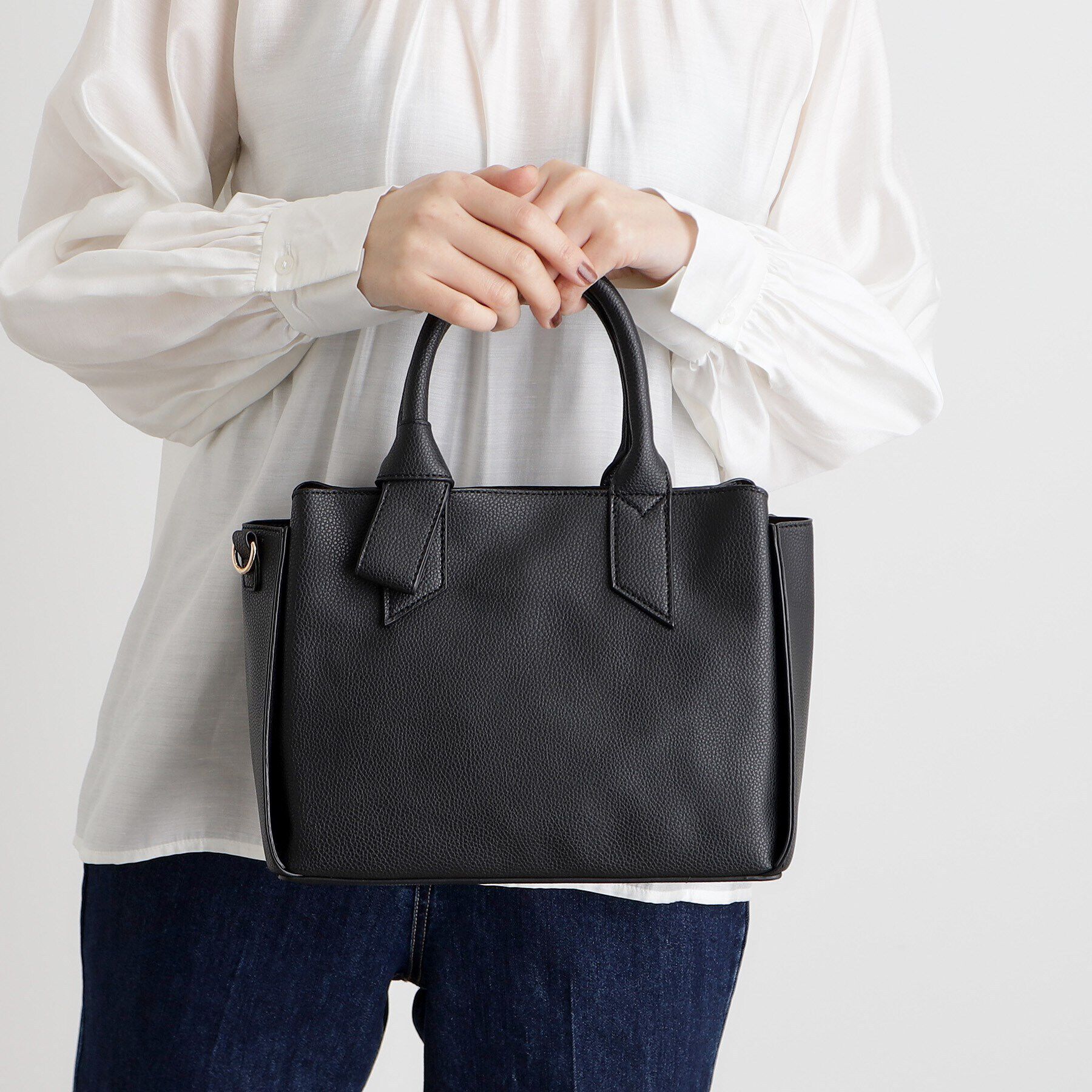 grove「ハンドルノットリボン2WAYトート【入卒対応可】」|ショルダー・メッセンジャー|ブラック(019)
