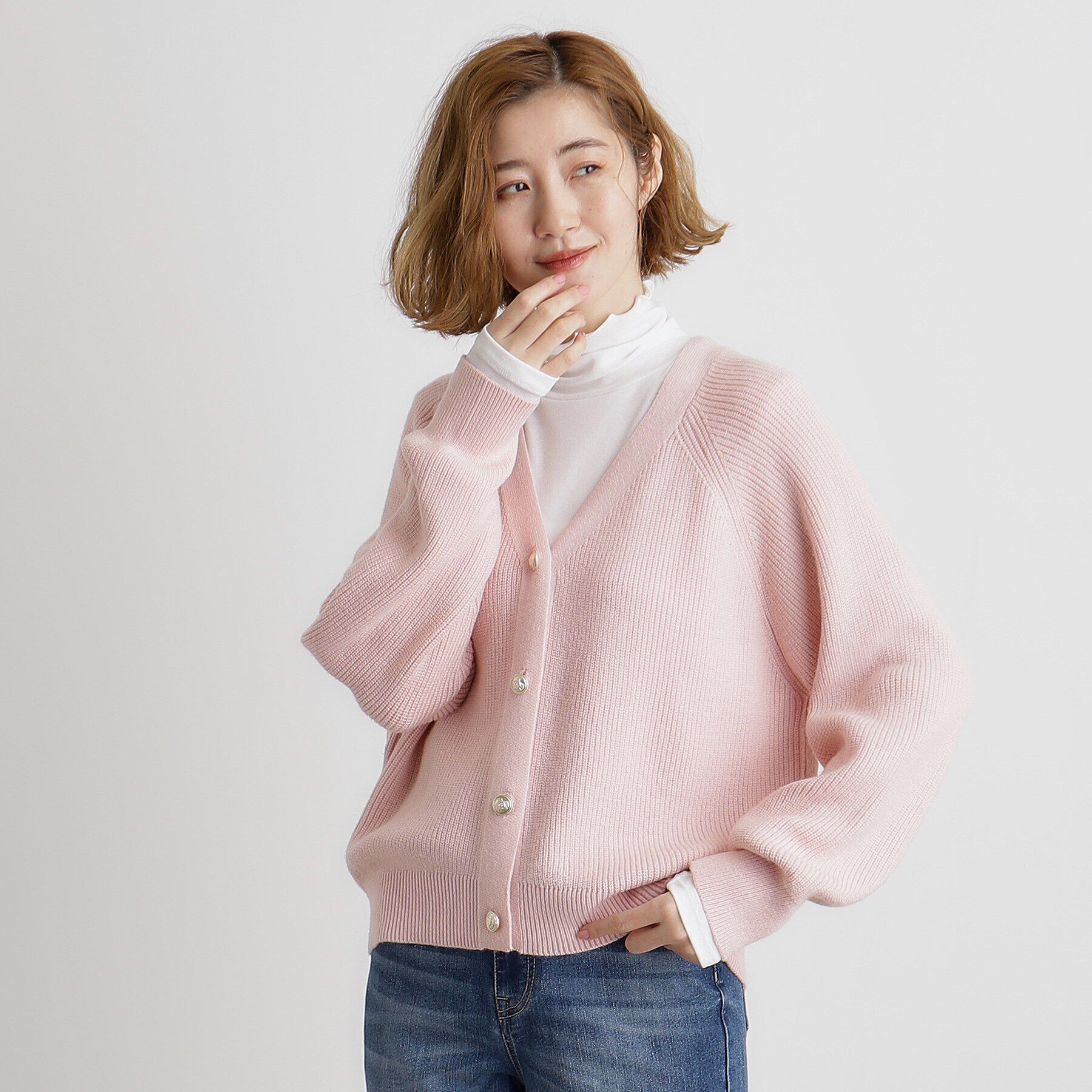 grove「金ボタン畦ラグランニットカーディガン」|カーディガン|