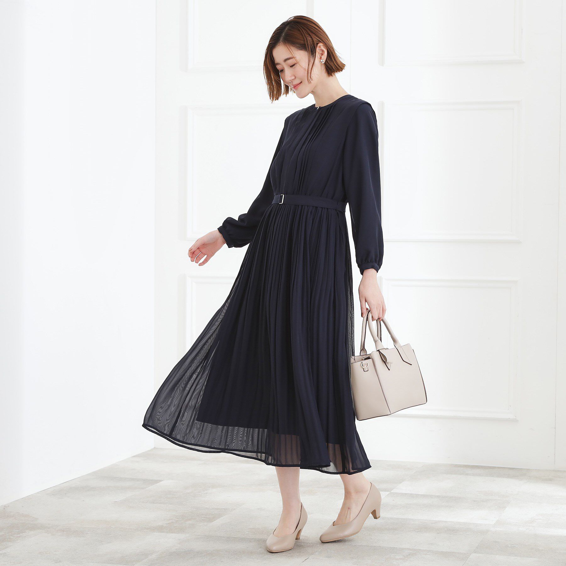 grove「【手洗いOK】シフォンプリーツワンピース」|ワンピース|