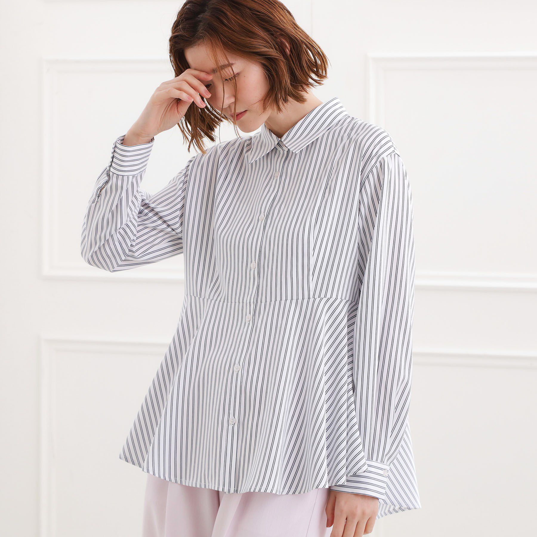 grove「【体型カバー】一枚でもレイヤードでも、ペプラムフレアシャツ」|シャツ・ブラウス|