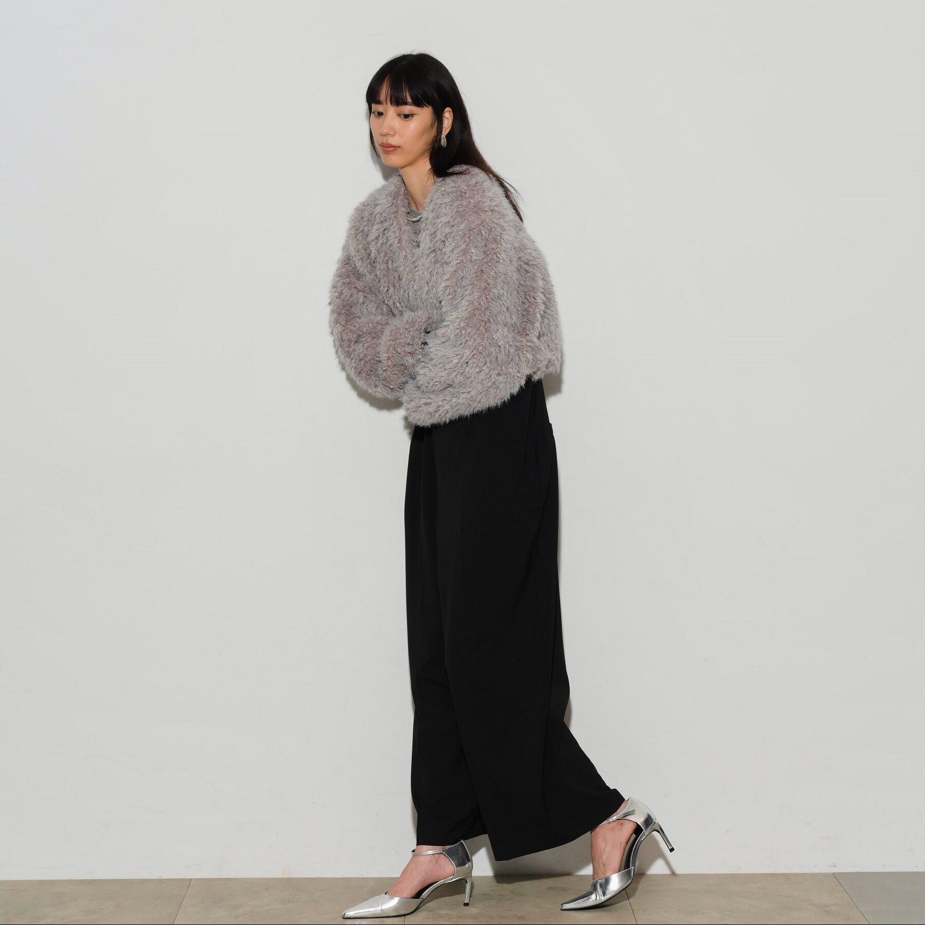 GALLEST「フェイクファーボレロジャケット」|ノーカラージャケット|