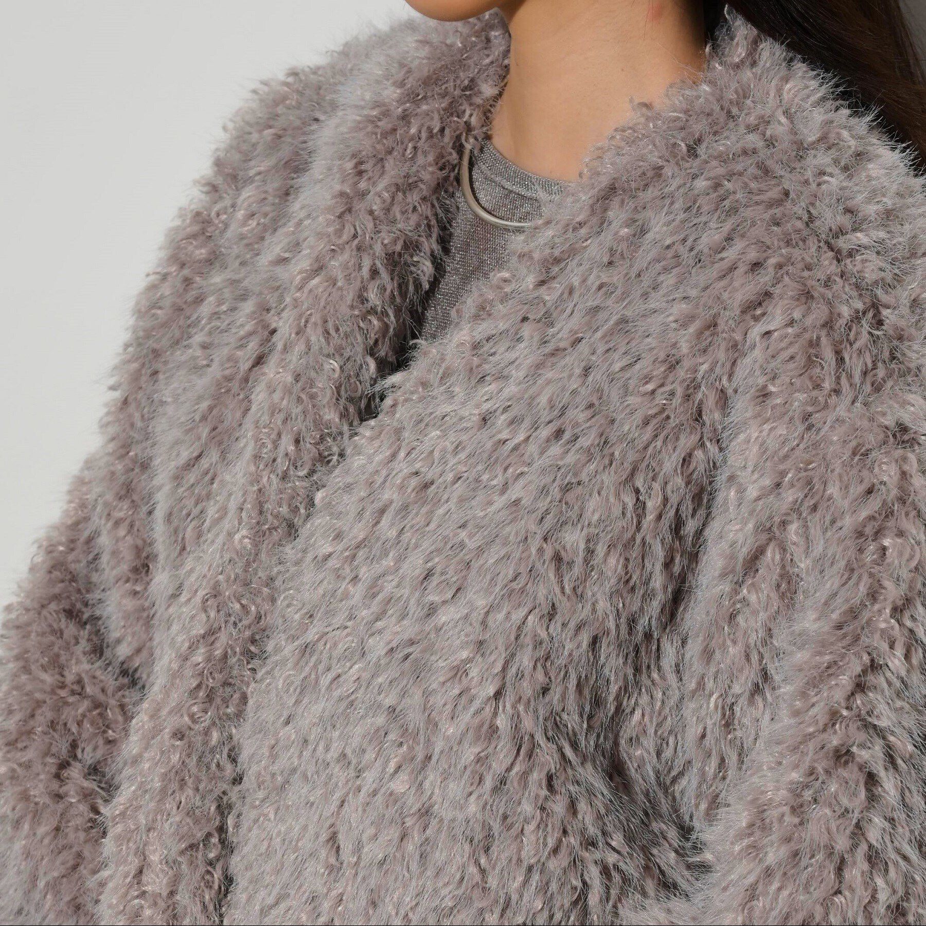 GALLEST「フェイクファーボレロジャケット」|ノーカラージャケット|