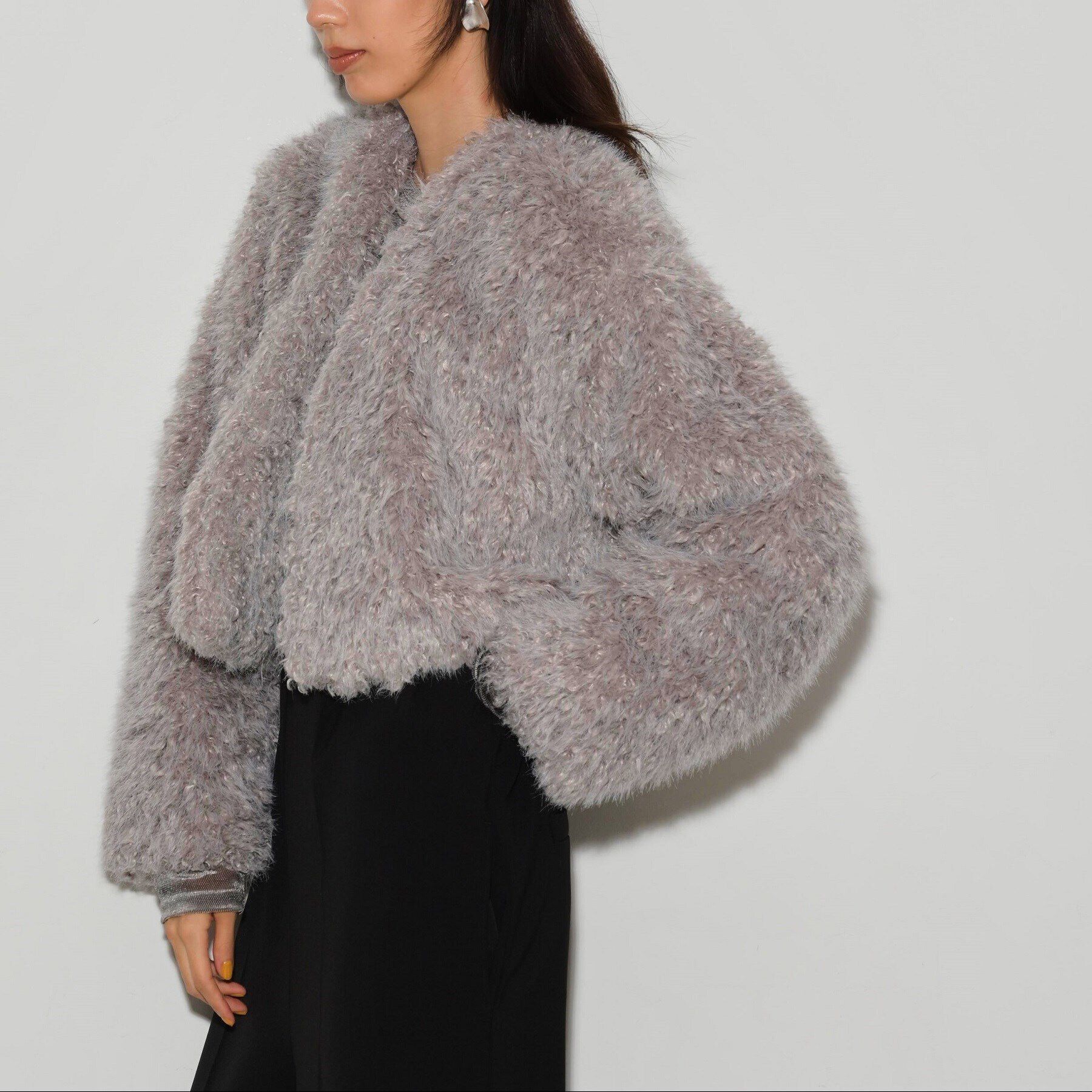 GALLEST「フェイクファーボレロジャケット」|ノーカラージャケット|