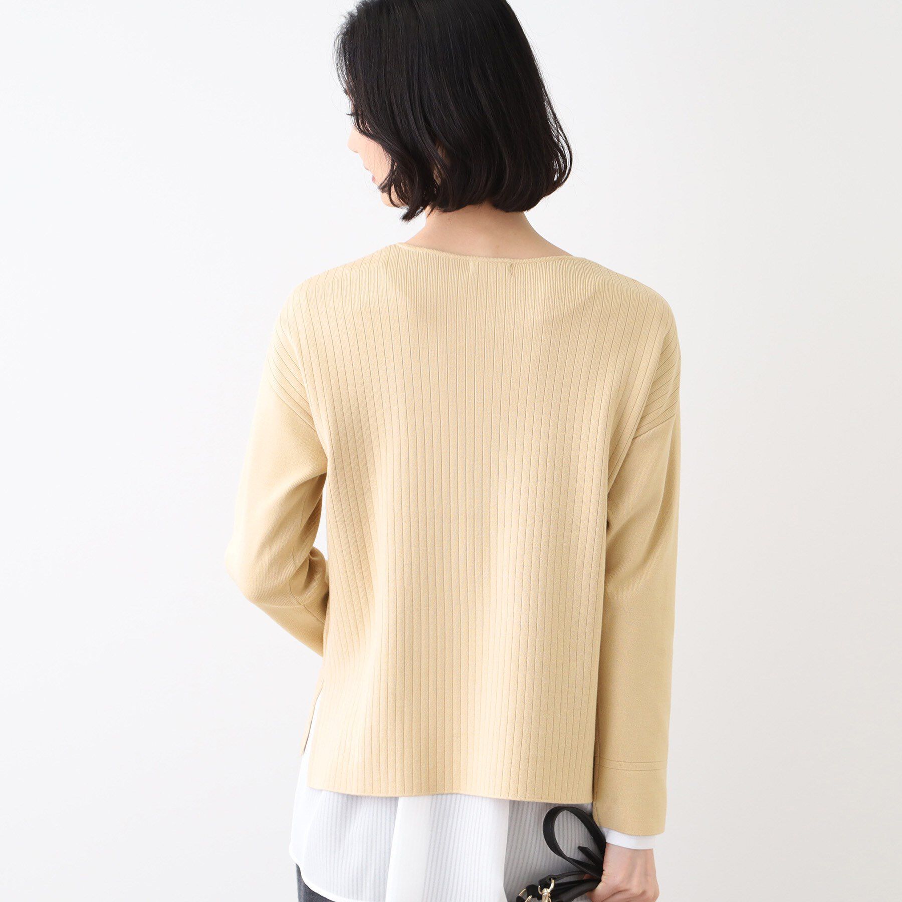 INDIVI「【洗える/SETUP可能】Vネックストライプ柄ニットプルオーバー」|ニット・セーター|