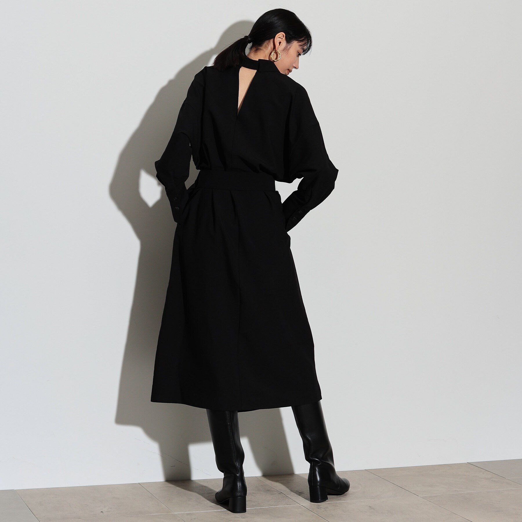 GALLEST「ベルテッドフォルムシャツワンピース」|ワンピース|ﾌﾞﾗｯｸ(019)