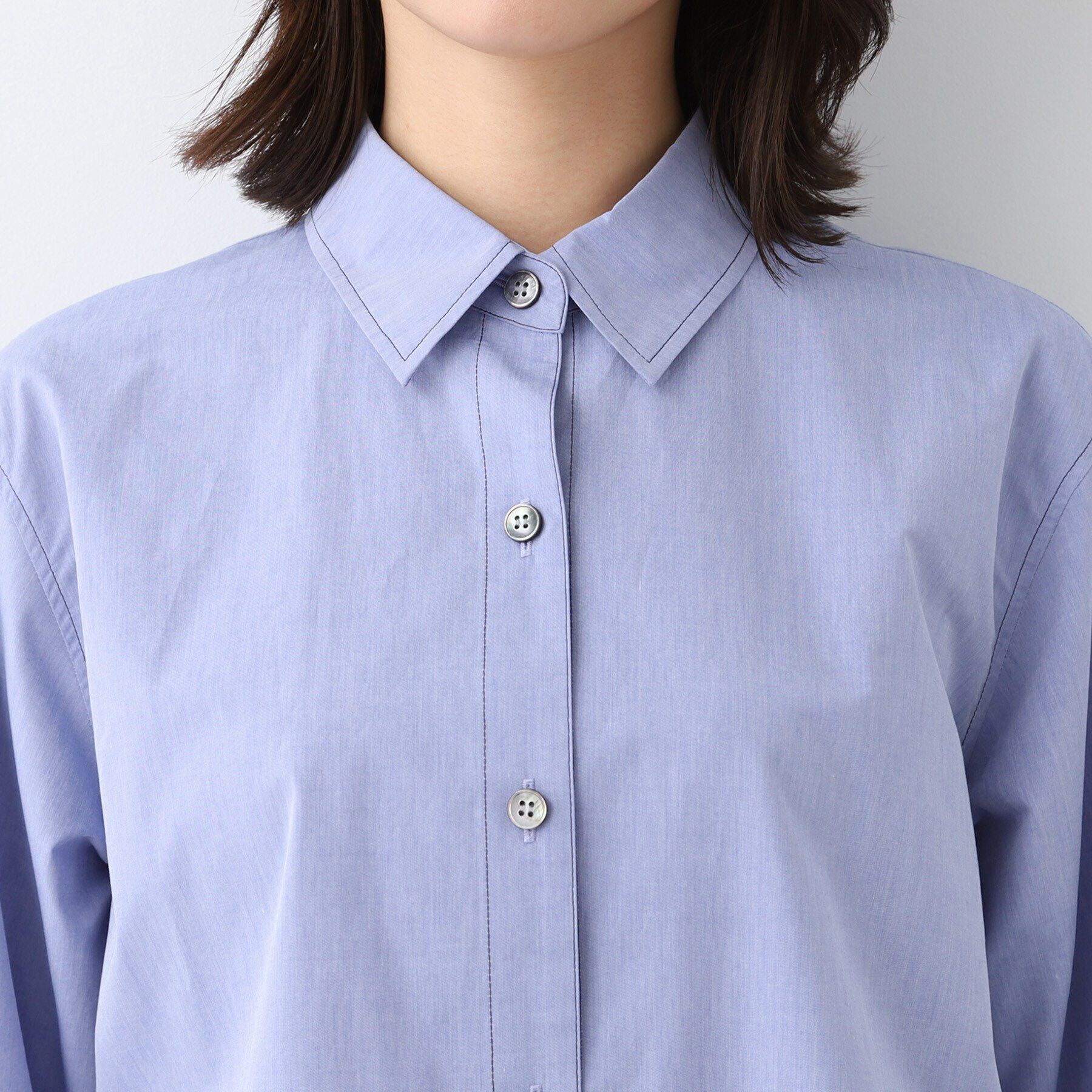 INDIVI「【日本製／インポート素材】重ね着風オーバーサイズブラウス」|シャツ・ブラウス|