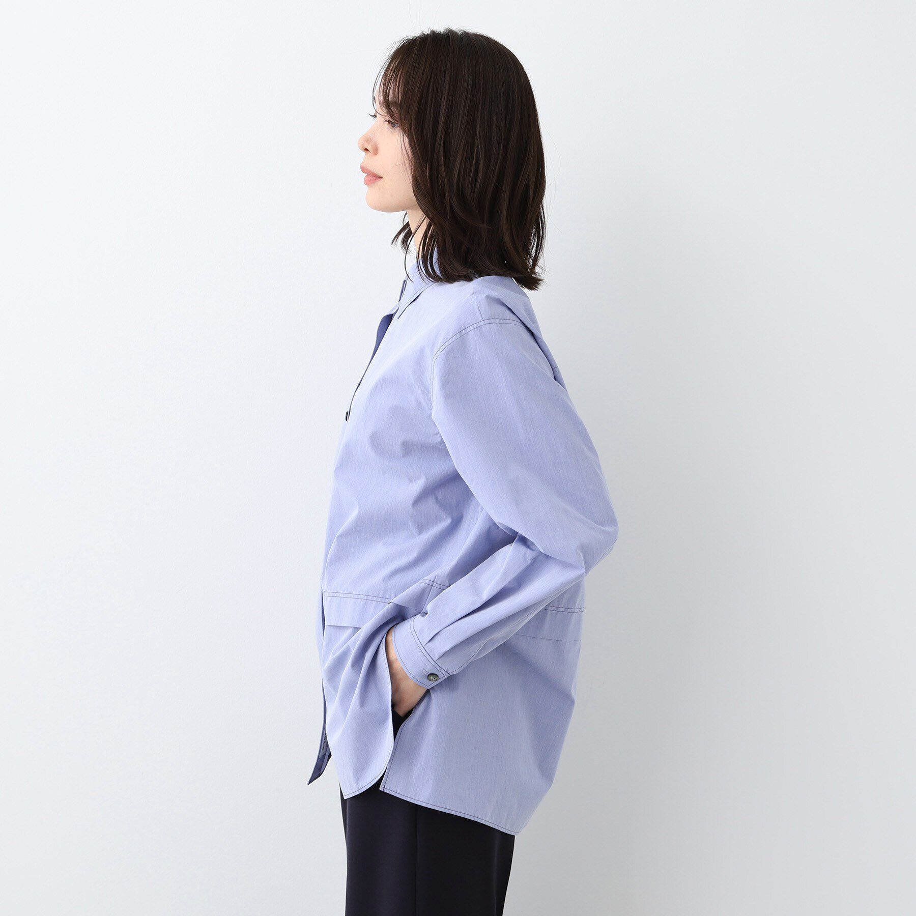 INDIVI「【日本製／インポート素材】重ね着風オーバーサイズブラウス」|シャツ・ブラウス|