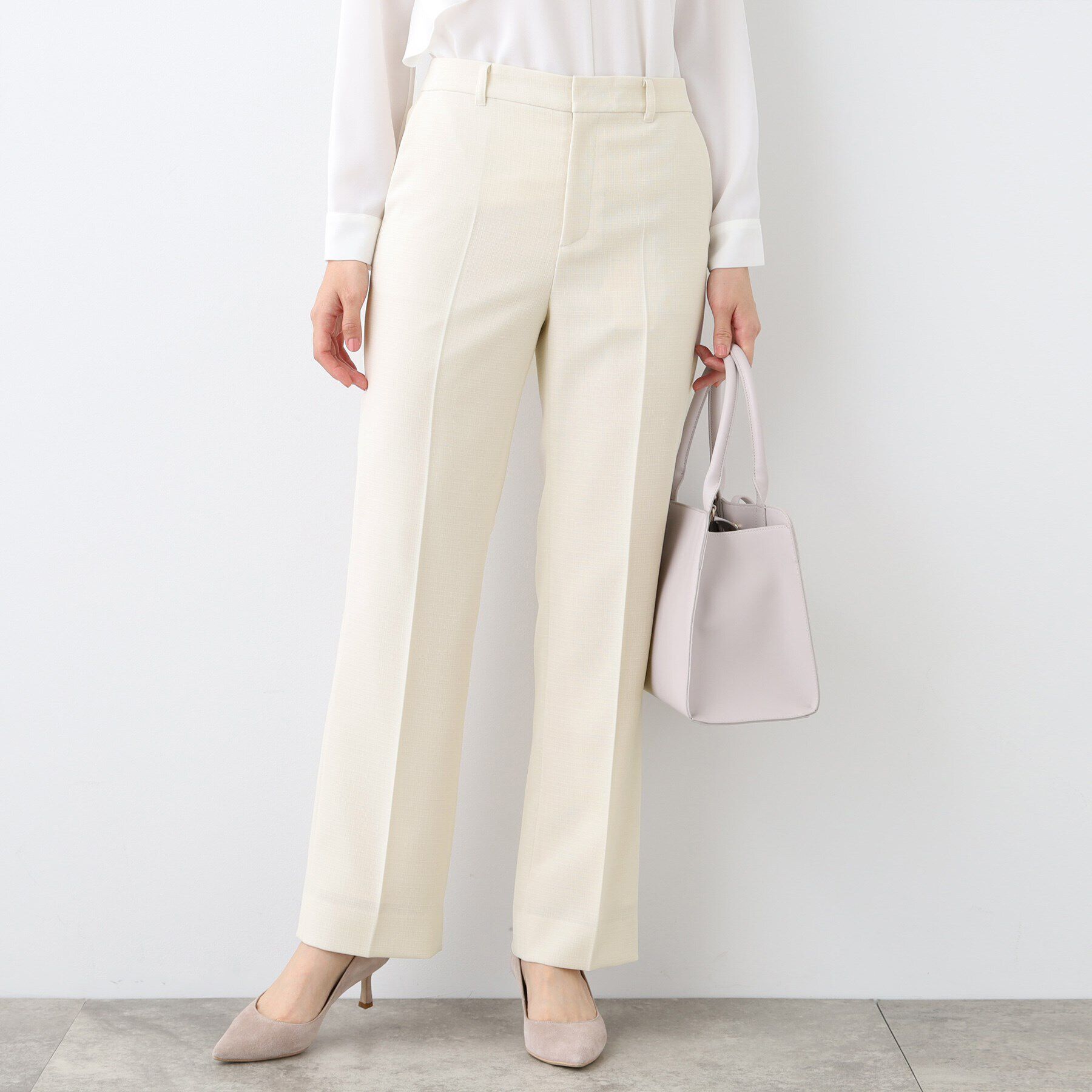 INDIVI「【洗える／スーツ】ストレートラインパンツ」|スーツ|アイボリー(004)